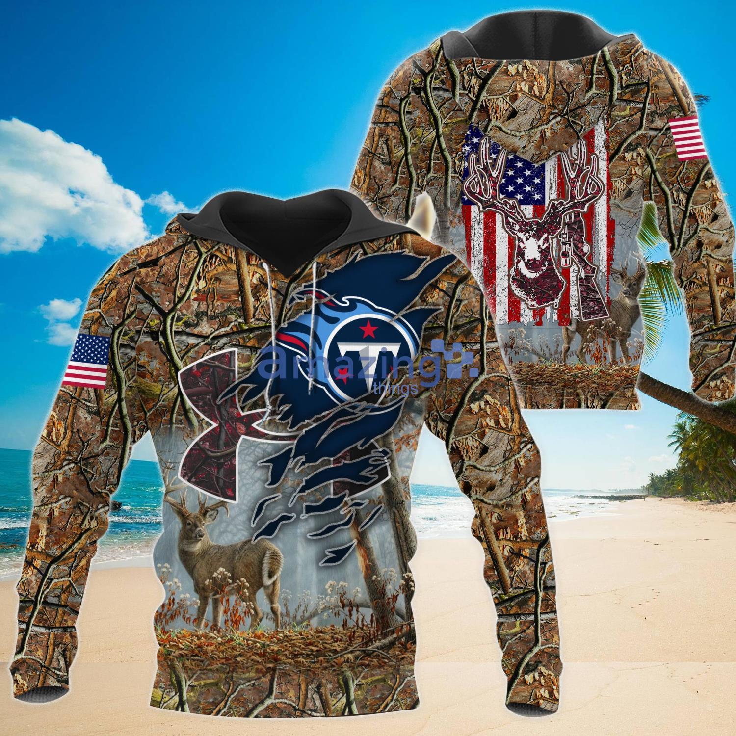 NFL Tennessee Titans Camo And US Flag Pattern All Over Printed 3D