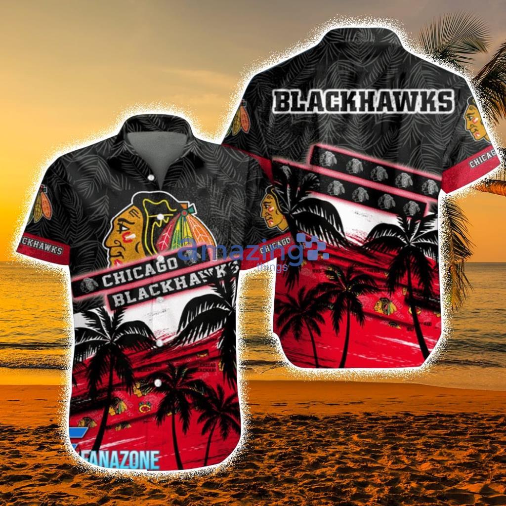 NHL Chicago Blackhawks Coconut Tree Beach Aloha Hawaiian Shirt - NHL Chicago Blackhawks Coconut Tree Beach Aloha Hawaiian Shirt