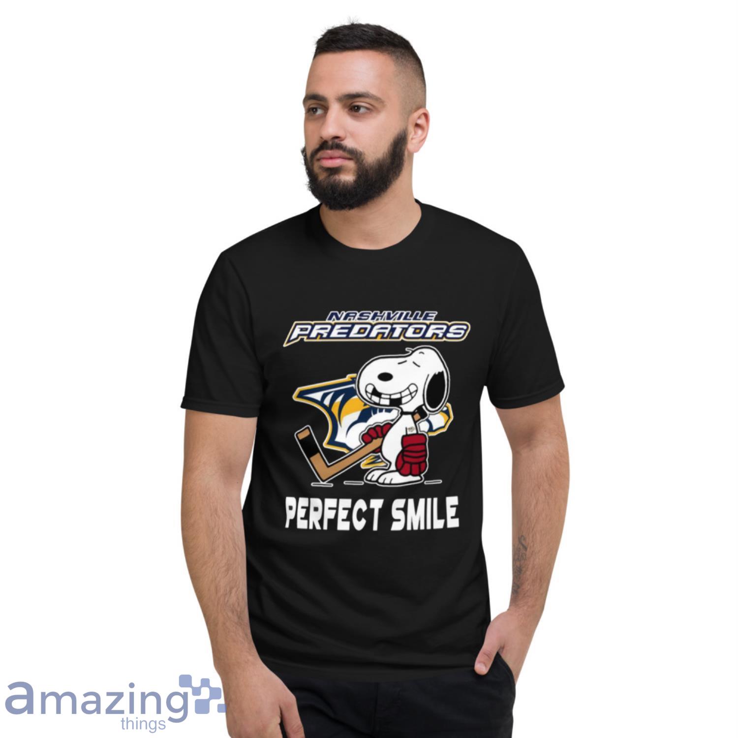 NHL Nashville Predators Snoopy Perfect Smile The Peanuts Movie Hockey T Shirt image NHL Nashville Predators Snoopy Perfect Smile The Peanuts Movie Hockey T Shirt - Short Sleeve T-Shirt