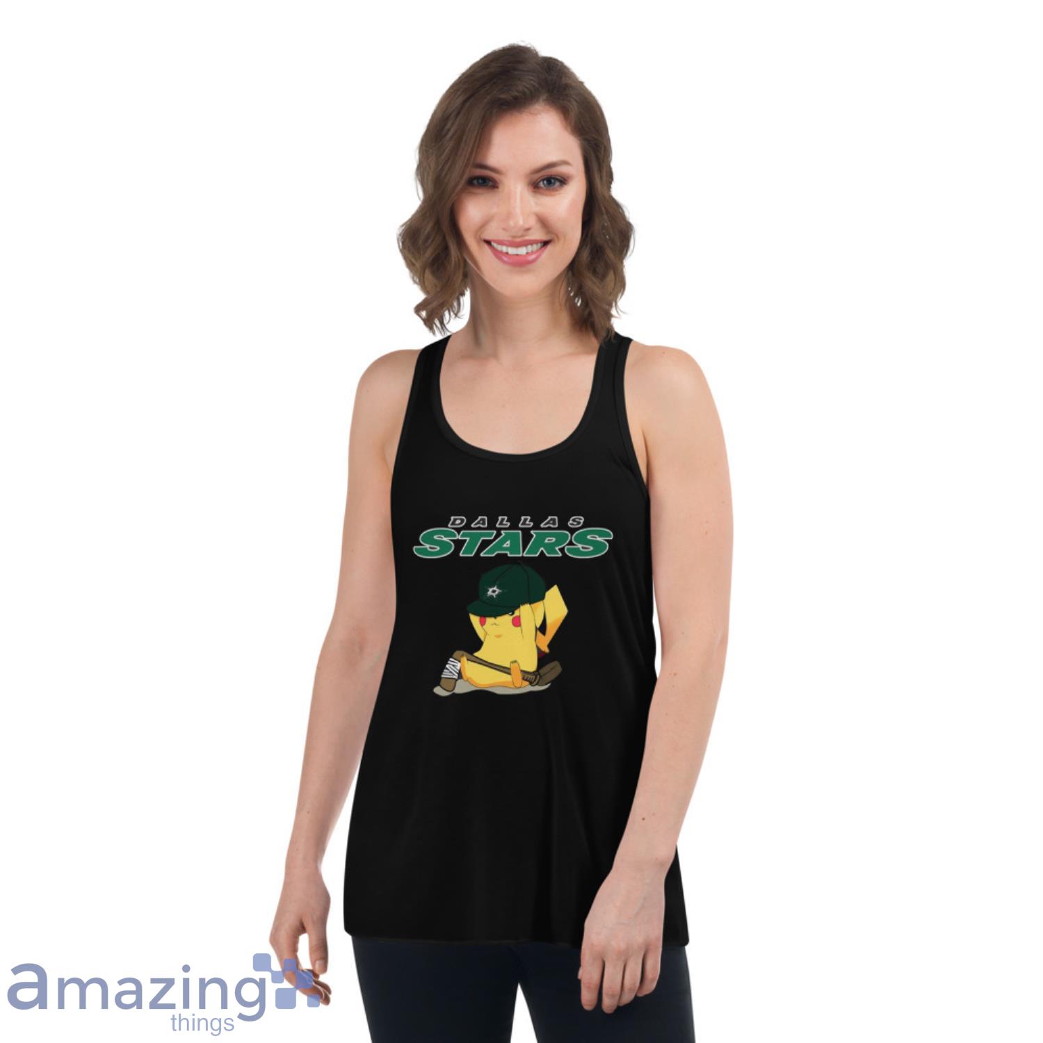 NHL Pikachu Hockey Sports Dallas Stars T Shirt image NHL Pikachu Hockey Sports Dallas Stars T Shirt - Womens Flowy Racerback Tank