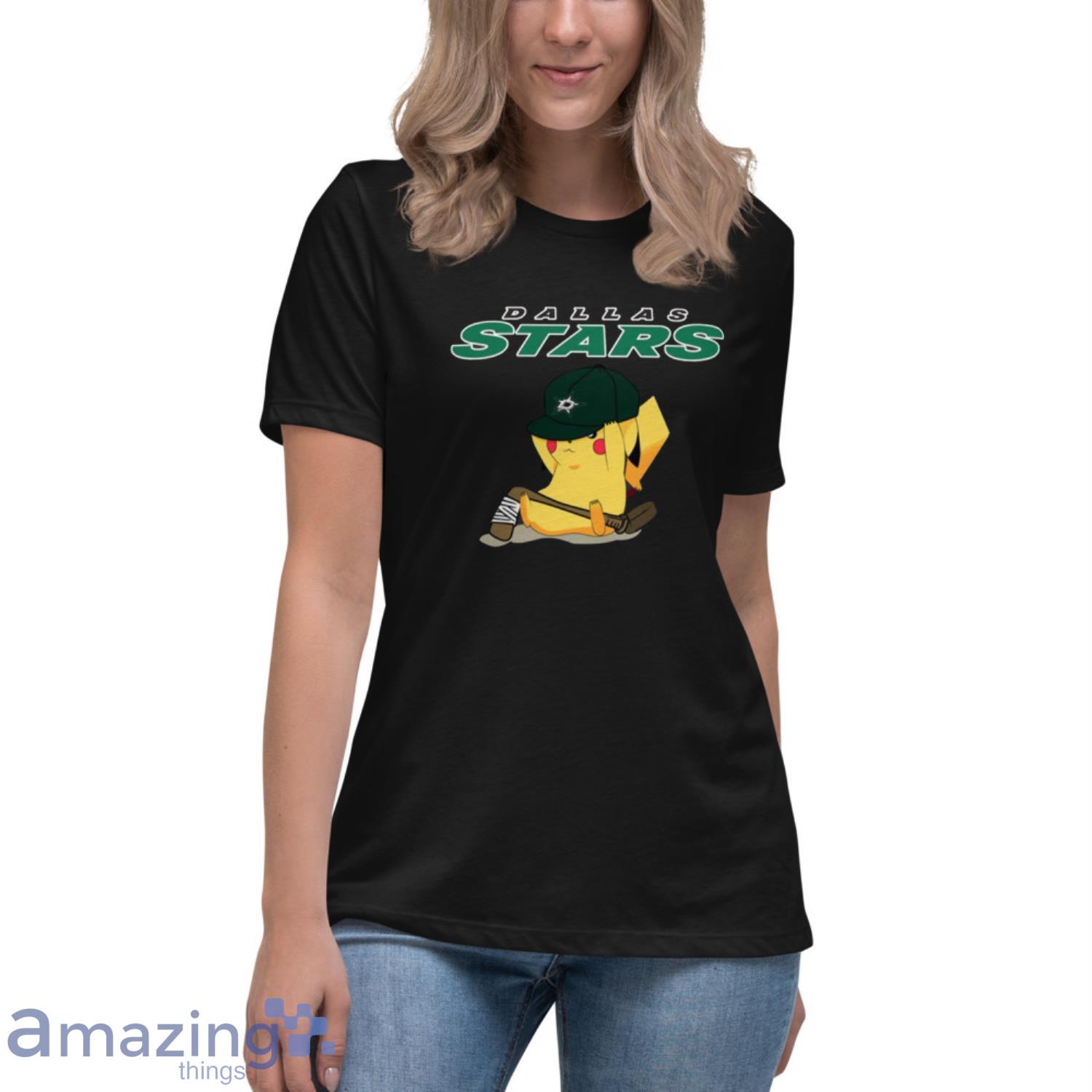 NHL Pikachu Hockey Sports Dallas Stars T Shirt image NHL Pikachu Hockey Sports Dallas Stars T Shirt - Womens Relaxed Short Sleeve Jersey Tee