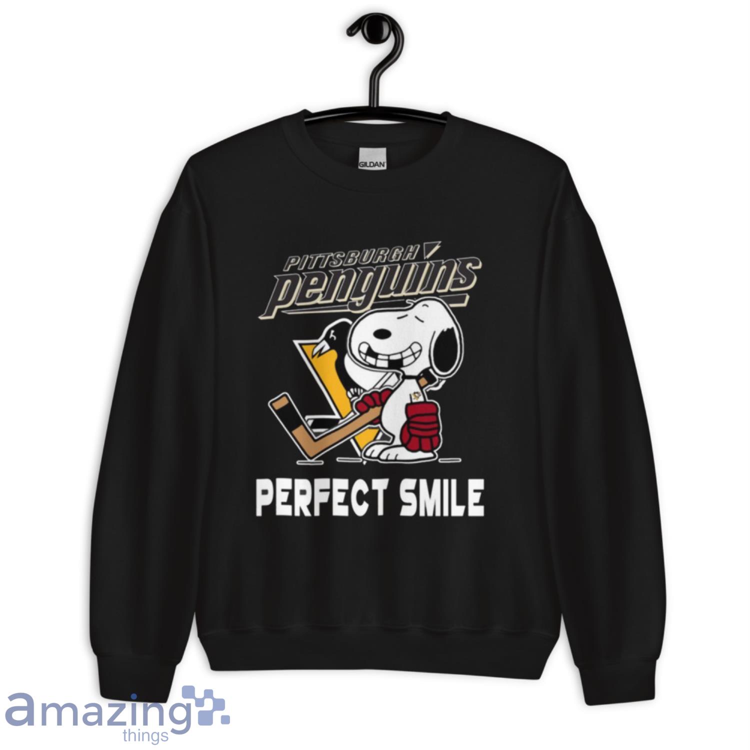 NHL Pittsburgh Penguins Snoopy Perfect Smile The Peanuts Movie Hockey T Shirt image NHL Pittsburgh Penguins Snoopy Perfect Smile The Peanuts Movie Hockey T Shirt - Unisex Crewneck Sweatshirt