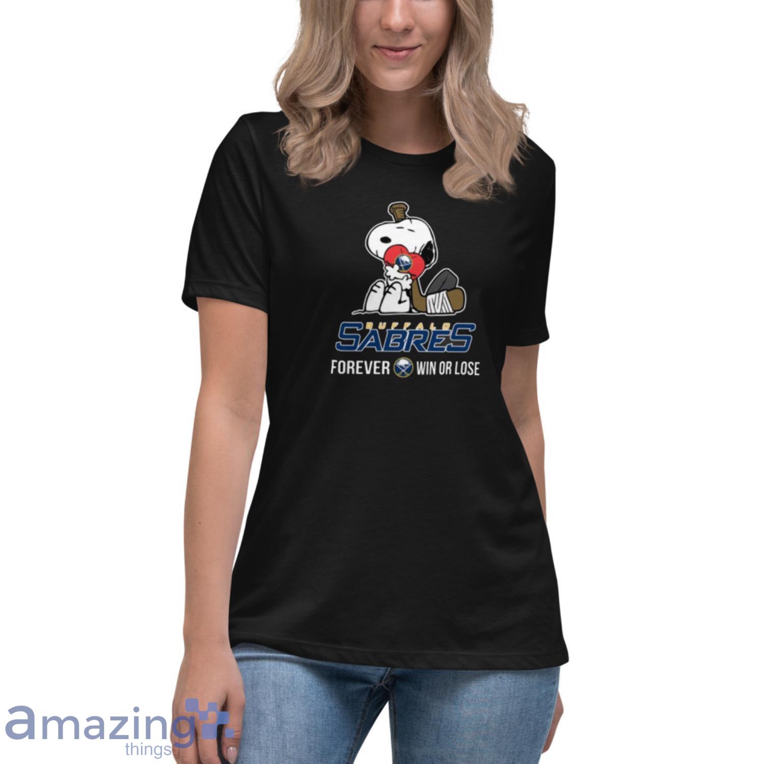 NHL The Peanuts Movie Snoopy Forever Win Or Lose Hockey Buffalo Sabres T Shirt image NHL The Peanuts Movie Snoopy Forever Win Or Lose Hockey Buffalo Sabres T Shirt - Womens Relaxed Short Sleeve Jersey Tee