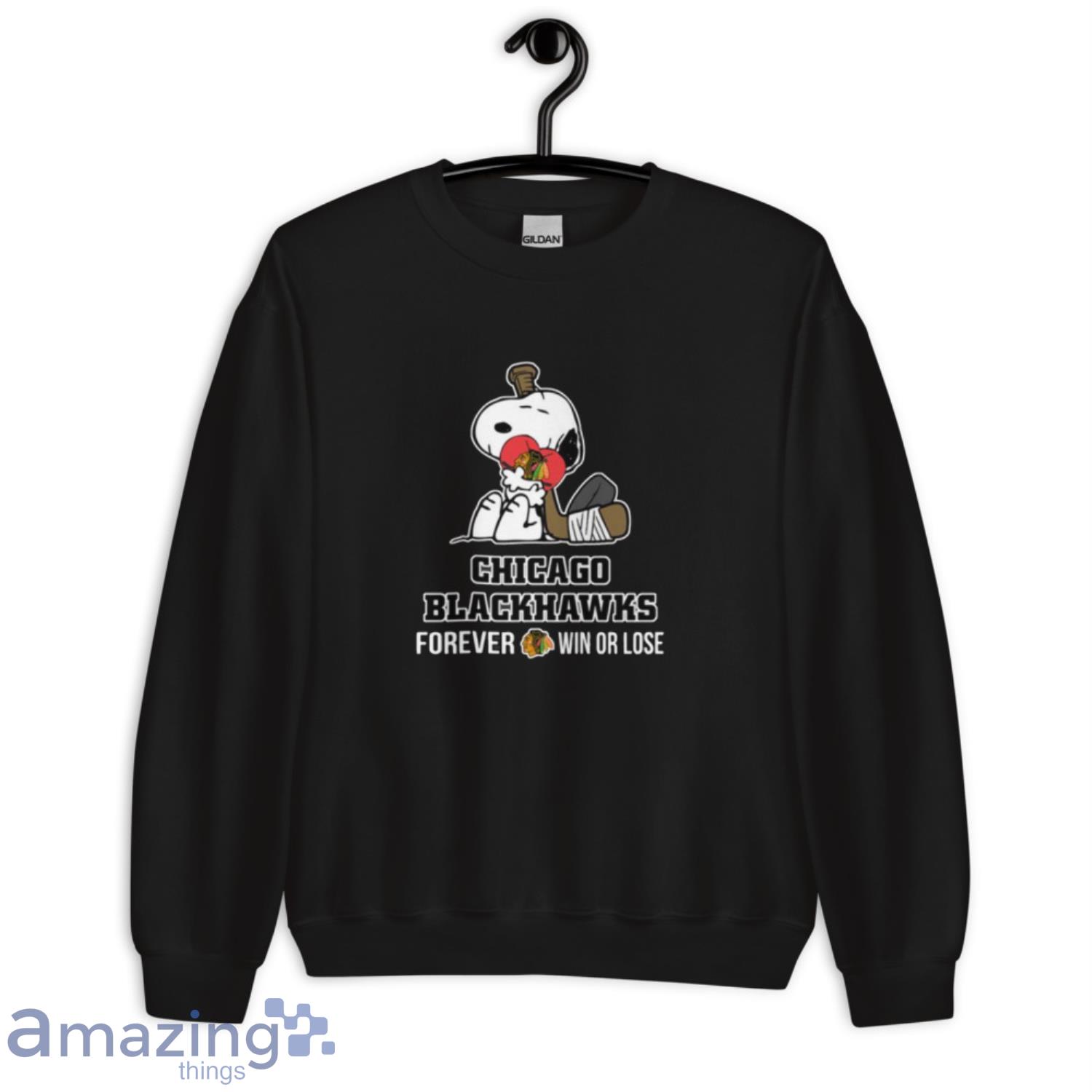 NHL The Peanuts Movie Snoopy Forever Win Or Lose Hockey Chicago Blackhawks T Shirt image NHL The Peanuts Movie Snoopy Forever Win Or Lose Hockey Chicago Blackhawks T Shirt - Unisex Crewneck Sweatshirt