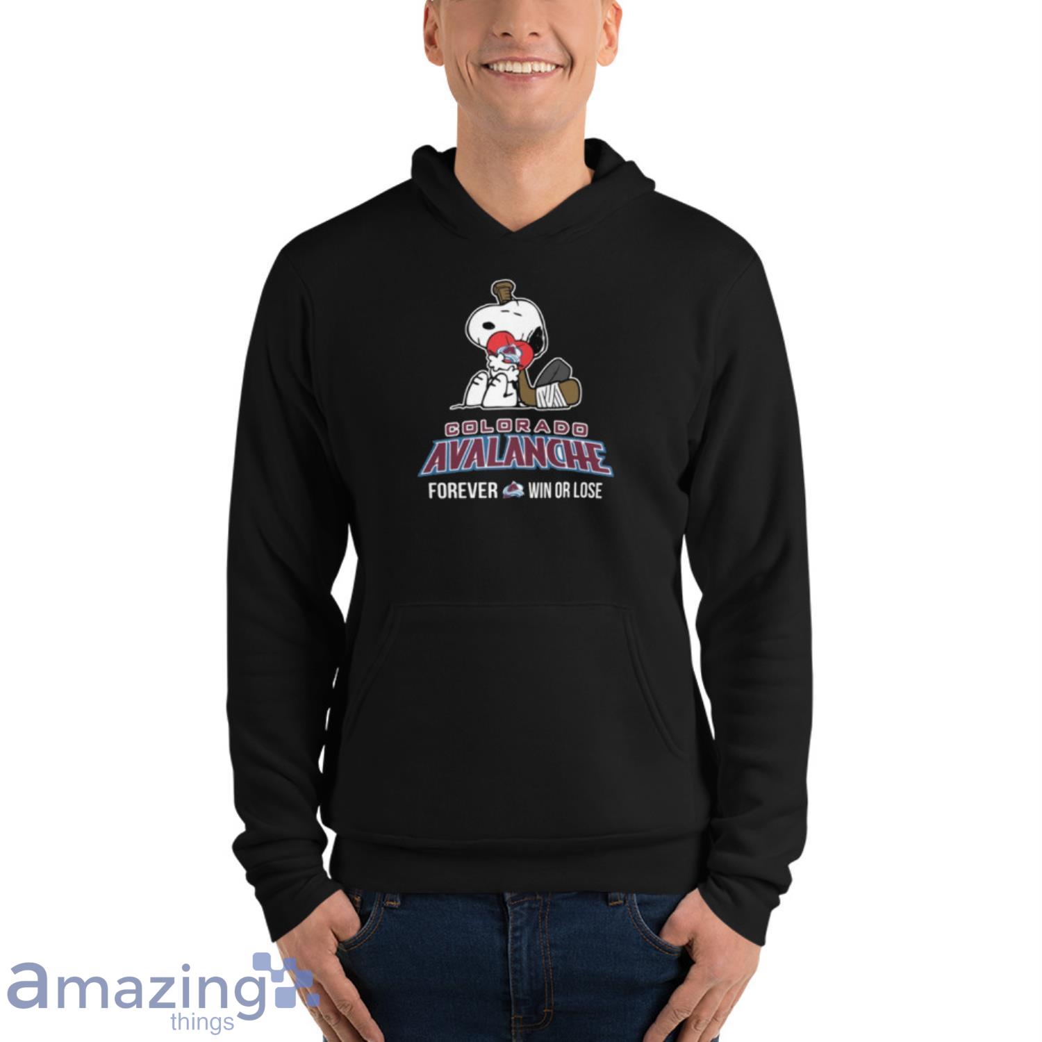 NHL The Peanuts Movie Snoopy Forever Win Or Lose Hockey Colorado Avalanche T Shirt image NHL The Peanuts Movie Snoopy Forever Win Or Lose Hockey Colorado Avalanche T Shirt - Unisex Fleece Pullover Hoodie