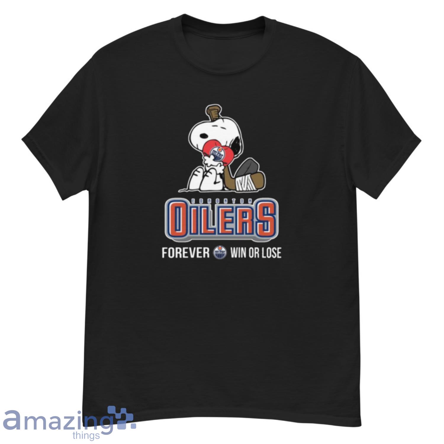 NHL The Peanuts Movie Snoopy Forever Win Or Lose Hockey Edmonton Oilers T Shirt - G500 Men’s Classic T-Shirt