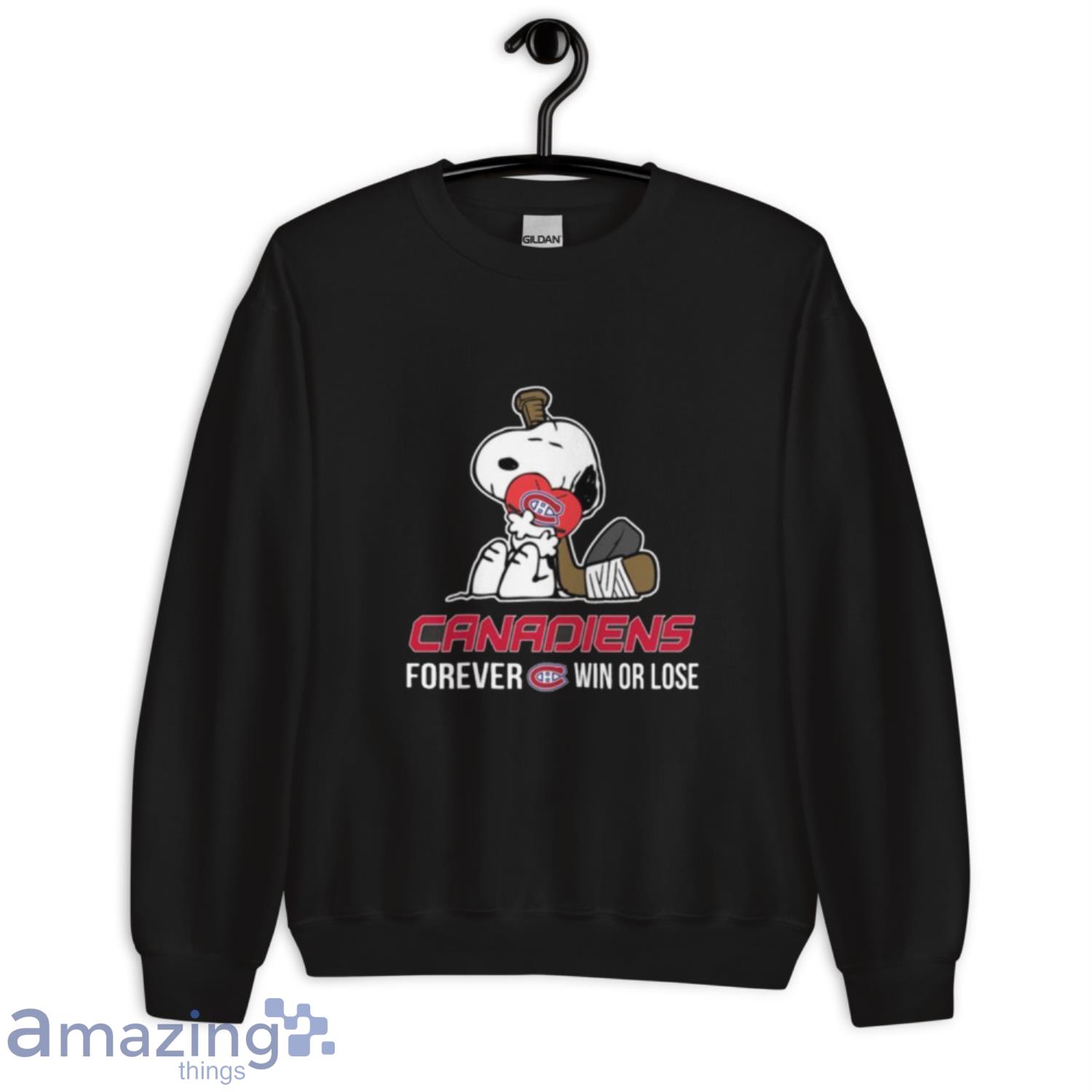 NHL The Peanuts Movie Snoopy Forever Win Or Lose Hockey Montreal Canadiens T Shirt image NHL The Peanuts Movie Snoopy Forever Win Or Lose Hockey Montreal Canadiens T Shirt - Unisex Crewneck Sweatshirt