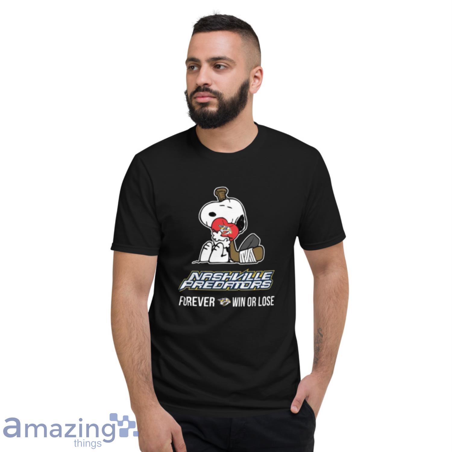 NHL The Peanuts Movie Snoopy Forever Win Or Lose Hockey Nashville Predators T Shirt image NHL The Peanuts Movie Snoopy Forever Win Or Lose Hockey Nashville Predators T Shirt - Short Sleeve T-Shirt