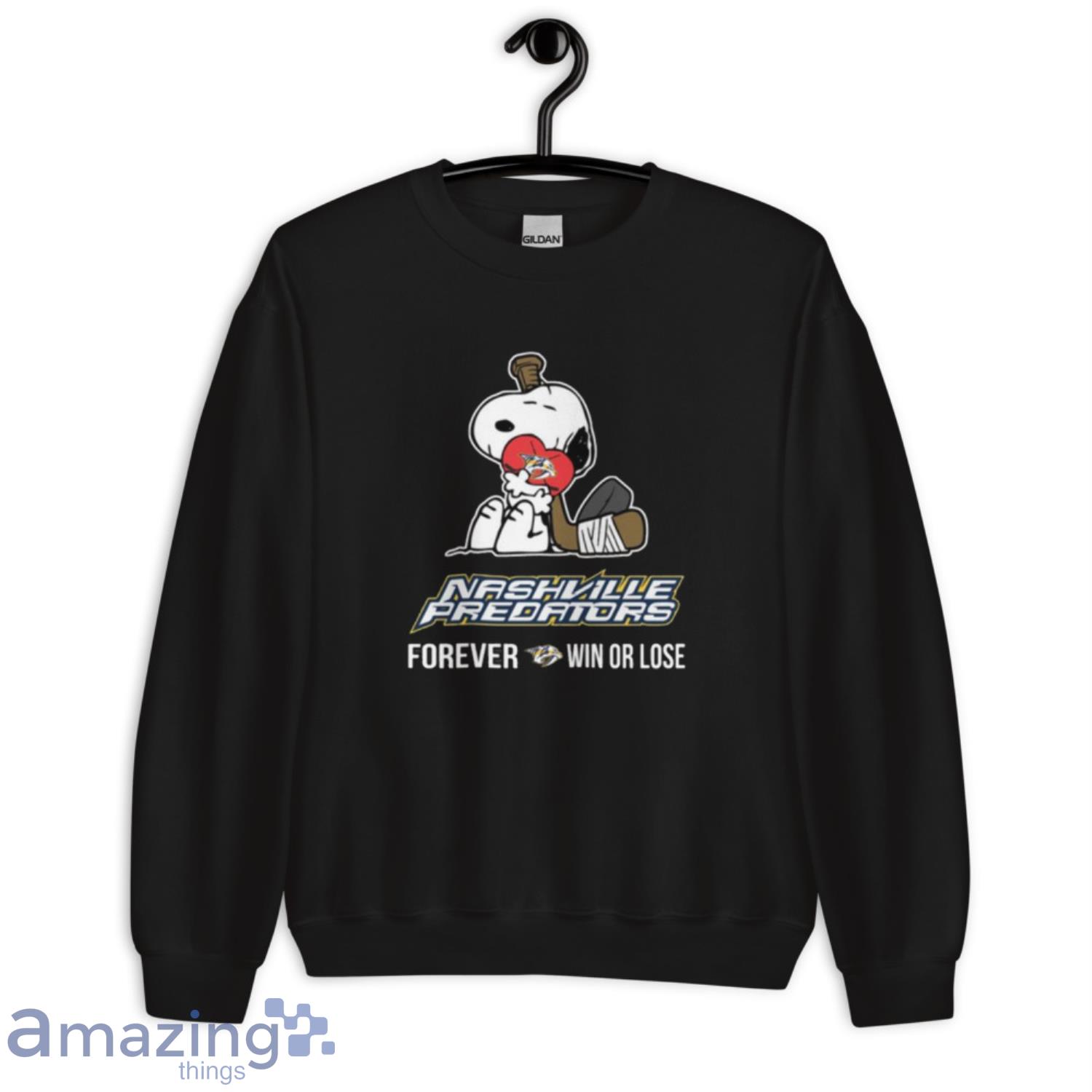 NHL The Peanuts Movie Snoopy Forever Win Or Lose Hockey Nashville Predators T Shirt image NHL The Peanuts Movie Snoopy Forever Win Or Lose Hockey Nashville Predators T Shirt - Unisex Crewneck Sweatshirt