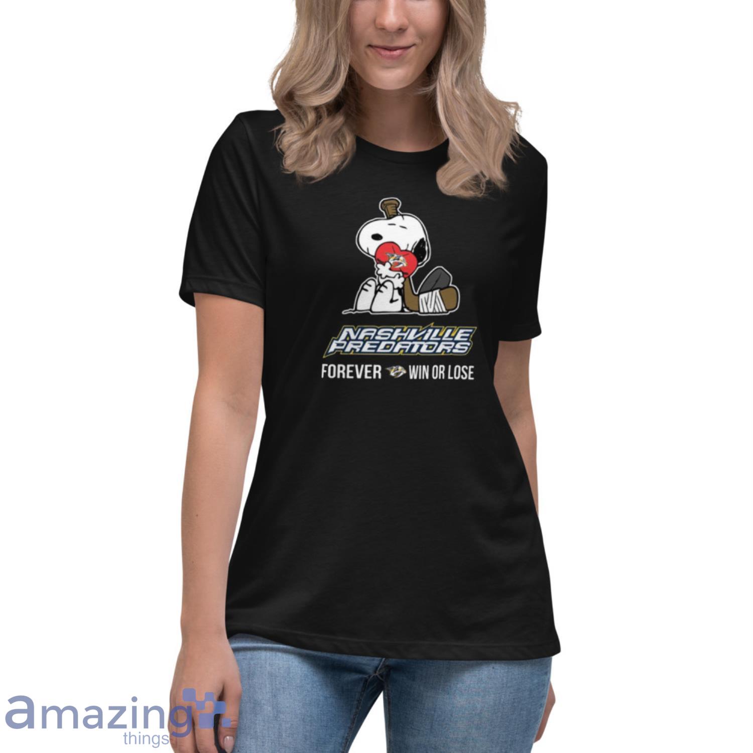 NHL The Peanuts Movie Snoopy Forever Win Or Lose Hockey Nashville Predators T Shirt image NHL The Peanuts Movie Snoopy Forever Win Or Lose Hockey Nashville Predators T Shirt - Womens Relaxed Short Sleeve Jersey Tee