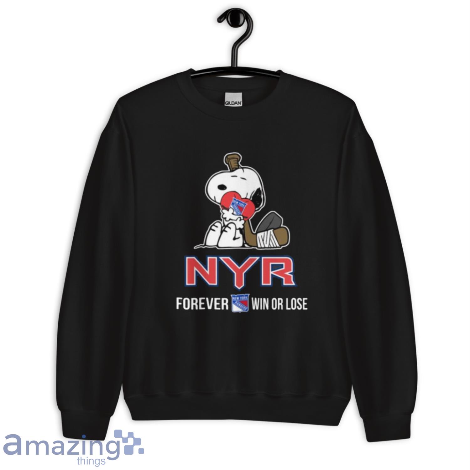 NHL The Peanuts Movie Snoopy Forever Win Or Lose Hockey New York Rangers T Shirt image NHL The Peanuts Movie Snoopy Forever Win Or Lose Hockey New York Rangers T Shirt - Unisex Crewneck Sweatshirt