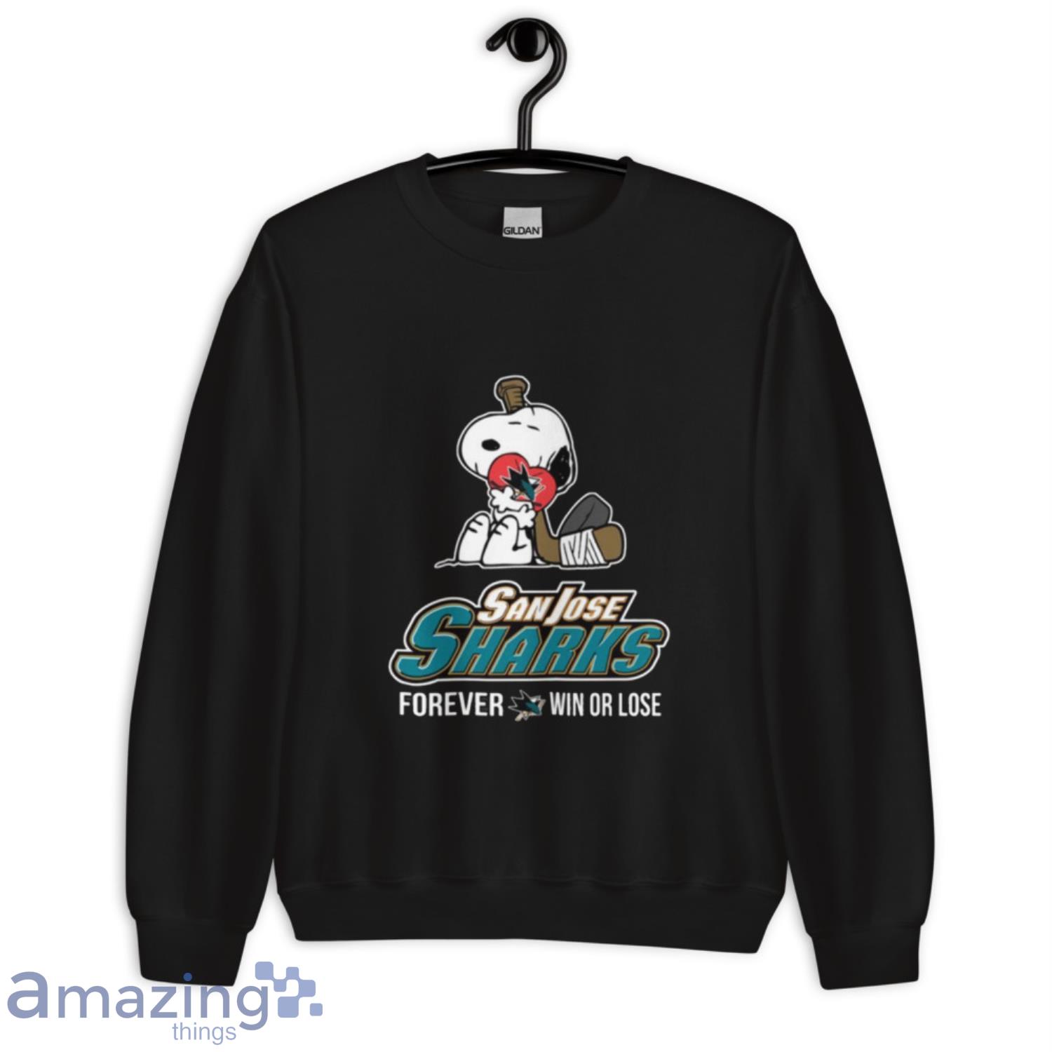 NHL The Peanuts Movie Snoopy Forever Win Or Lose Hockey San Jose Sharks T Shirt image NHL The Peanuts Movie Snoopy Forever Win Or Lose Hockey San Jose Sharks T Shirt - Unisex Crewneck Sweatshirt