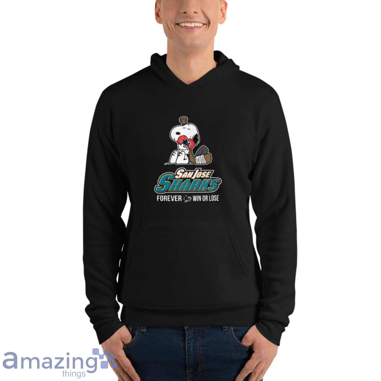 NHL The Peanuts Movie Snoopy Forever Win Or Lose Hockey San Jose Sharks T Shirt image NHL The Peanuts Movie Snoopy Forever Win Or Lose Hockey San Jose Sharks T Shirt - Unisex Fleece Pullover Hoodie