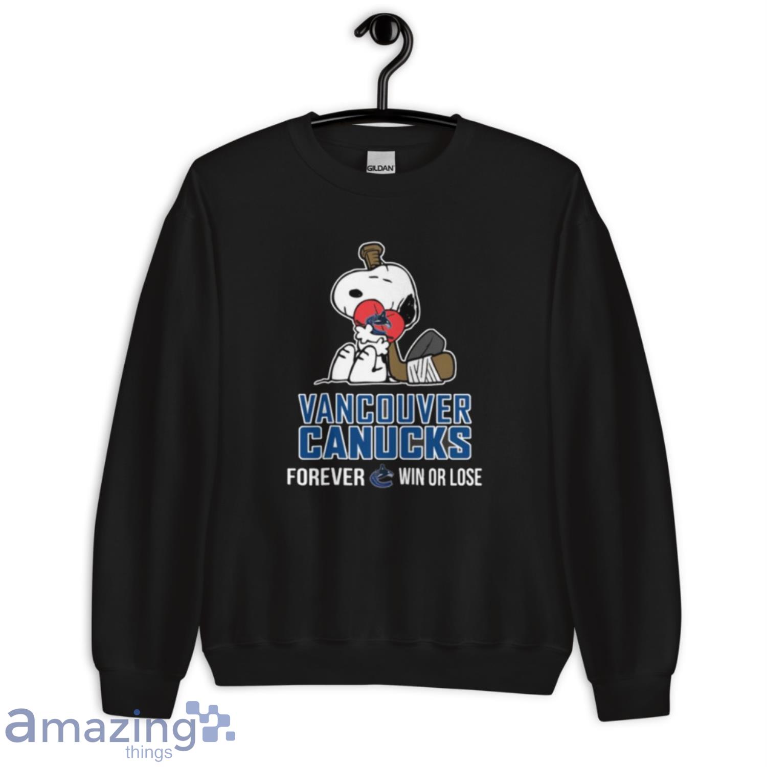 NHL The Peanuts Movie Snoopy Forever Win Or Lose Hockey Vancouver Canucks T Shirt image NHL The Peanuts Movie Snoopy Forever Win Or Lose Hockey Vancouver Canucks T Shirt - Unisex Crewneck Sweatshirt