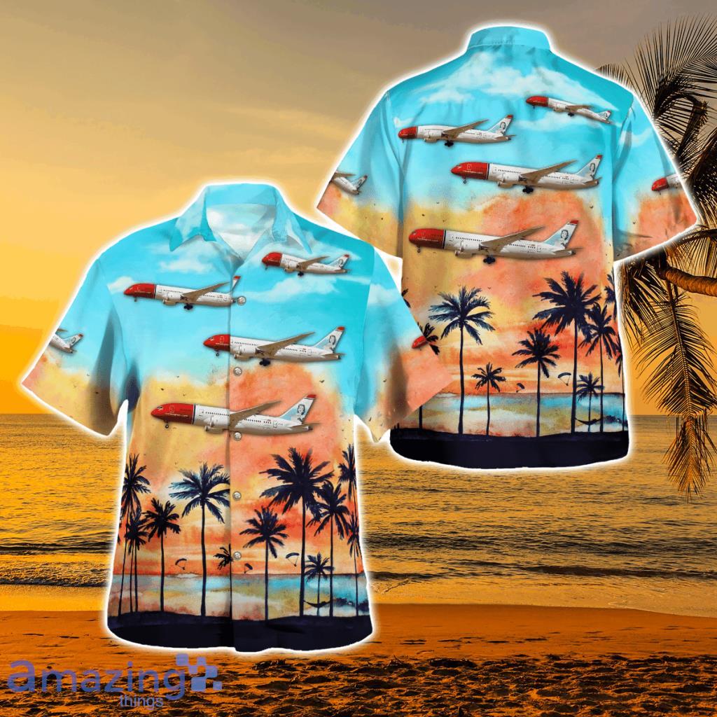 Norwegian Airlines Boeing 787-8 Dreamliner Hawaiian Shirt - Norwegian Airlines Boeing 787-8 Dreamliner Hawaiian Shirt