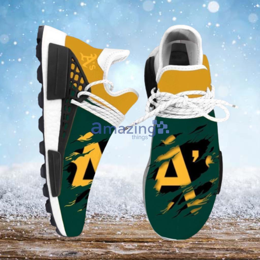 Oakland Athletics MLB NMD Human Race Shoes Running Sneakers - Oakland Athletics MLB NMD Human Race Shoes Running Sneakers