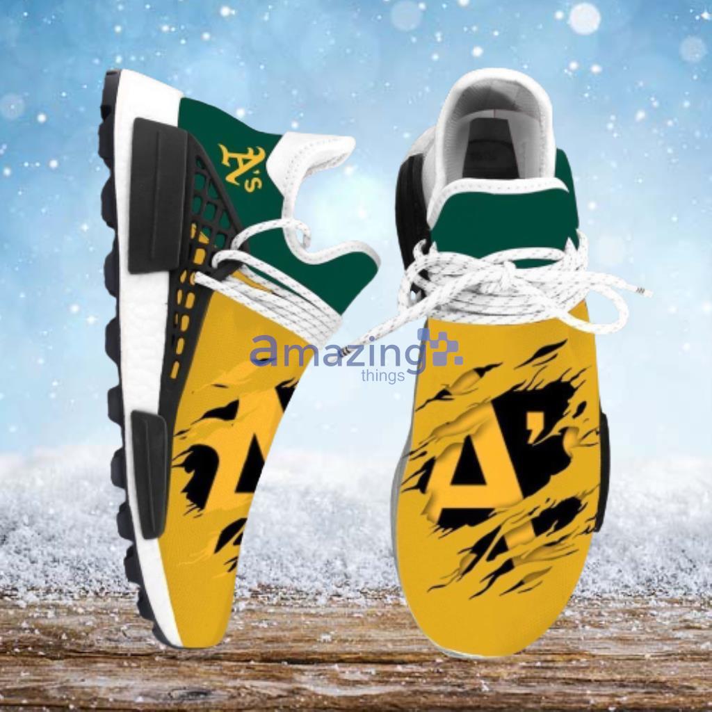Oakland Athletics MLB NMD Human Race Shoes Sneakers - Oakland Athletics MLB NMD Human Race Shoes Sneakers