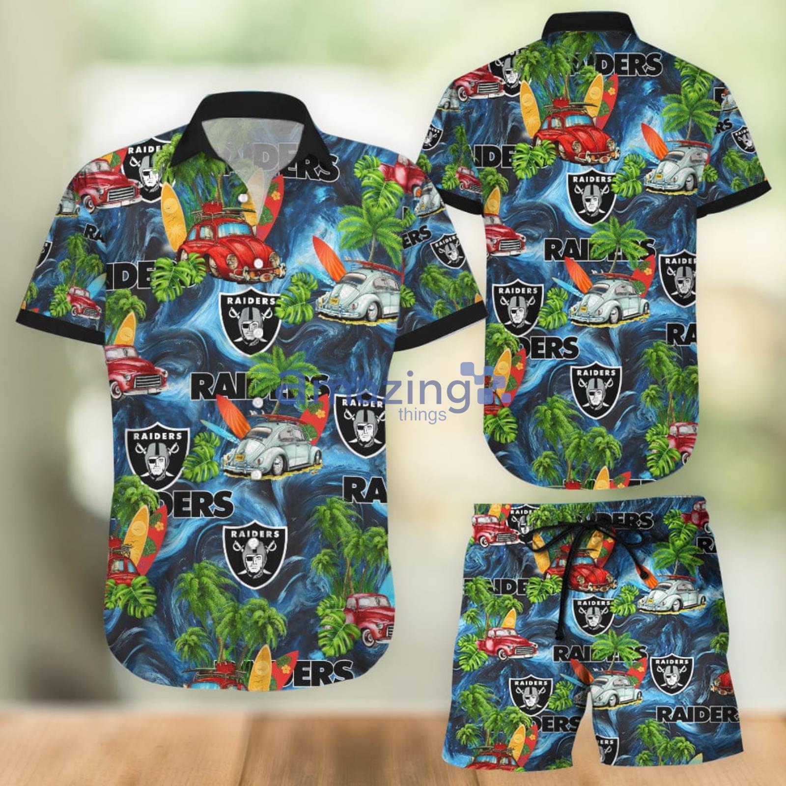 Oakland Raiders Aloha Combo Hawaiian Shirt And Shorts Gift For Summer Vacation Aloha Product Photo 1
