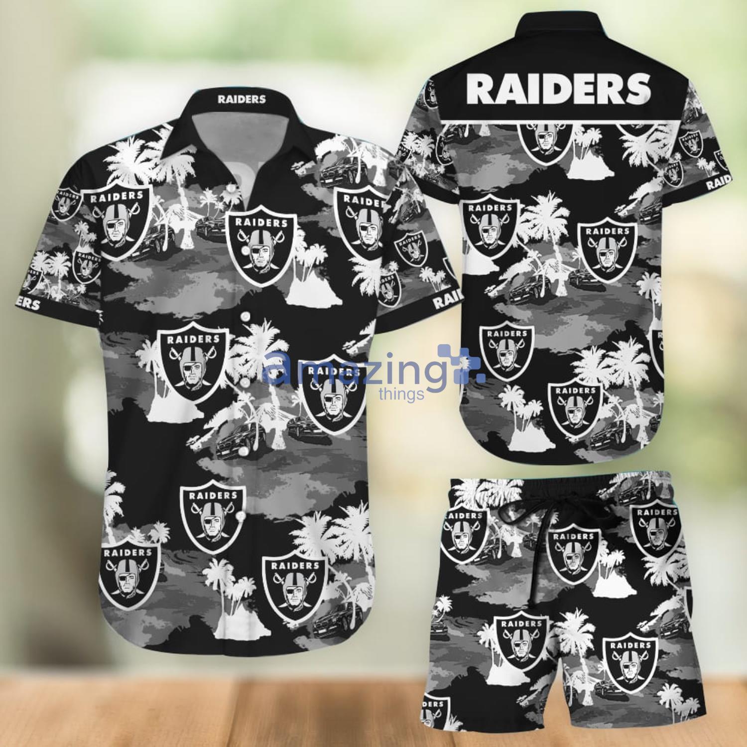 Oakland Raiders Hawaiian Shirt And Shorts For Fans Product Photo 1