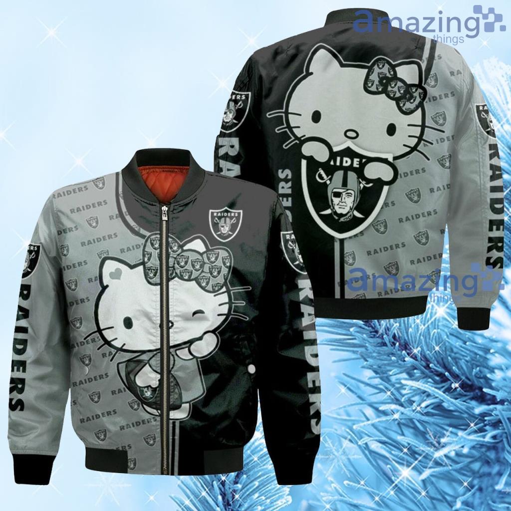 Oakland Raiders Hello Kitty Fan 3D Bomber - Oakland Raiders Hello Kitty Fan 3D Bomber