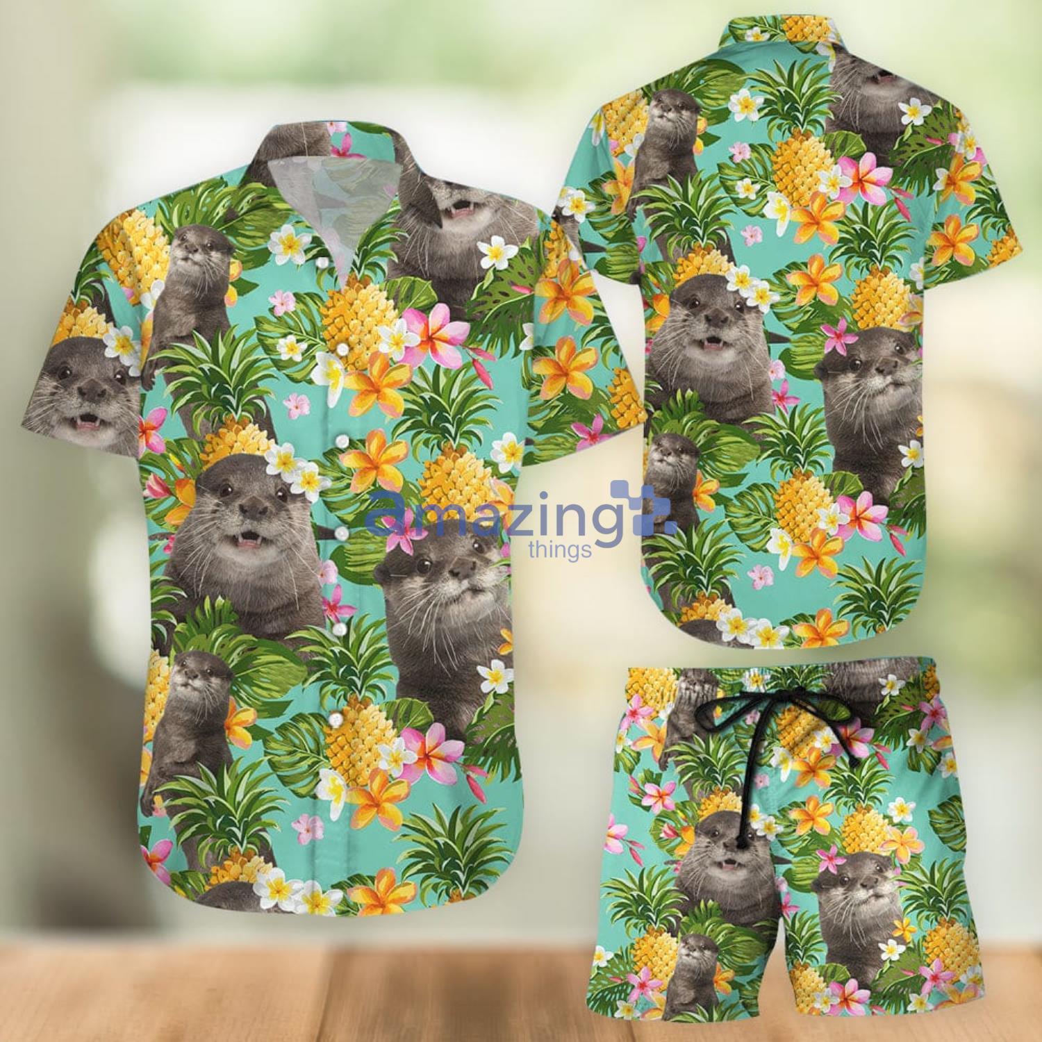 Otter Hawaiian Shirt And Shorts Funny Tropical Pineapple Otter Hawaii Shirt Gift Product Photo 1