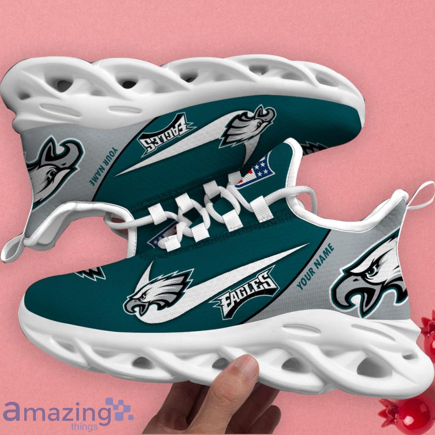 Custom Name NFL Chunky Sneakers Philadelphia Eagles Logo Max Soul