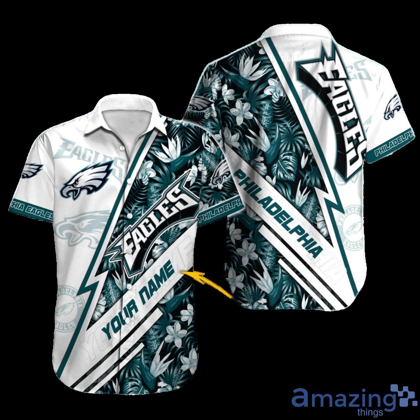 Philadelphia Eagles Tropical Floral Custom Name Aloha Hawaiian Shirt