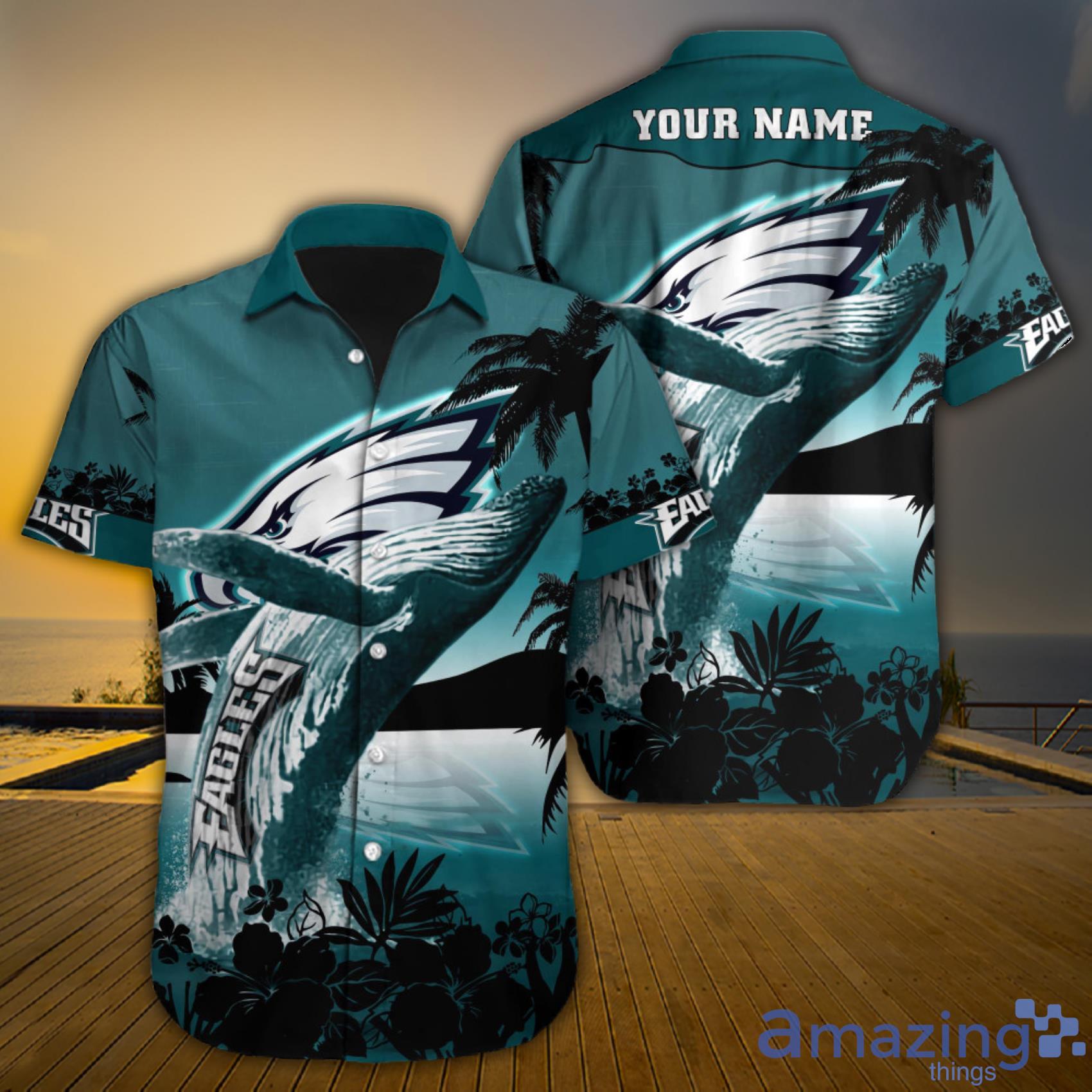 Philadelphia Eagles NFL Custom Name Whalien Ocean Short Sleeve Hawaiian Shirt Product Photo 1