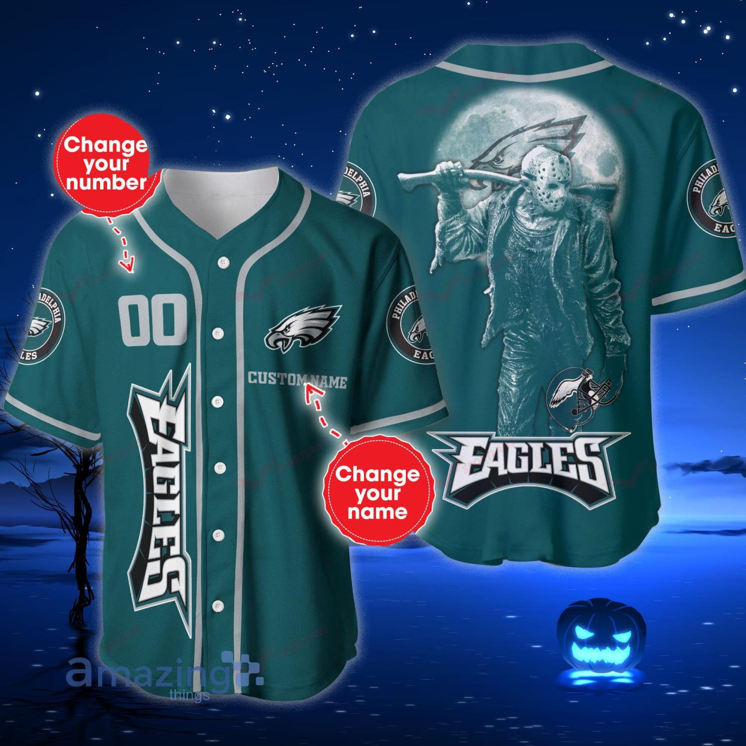 Philadelphia Eagles NFL Jason Voorhees Custom Name And Number Baseball  Jersey Shirt