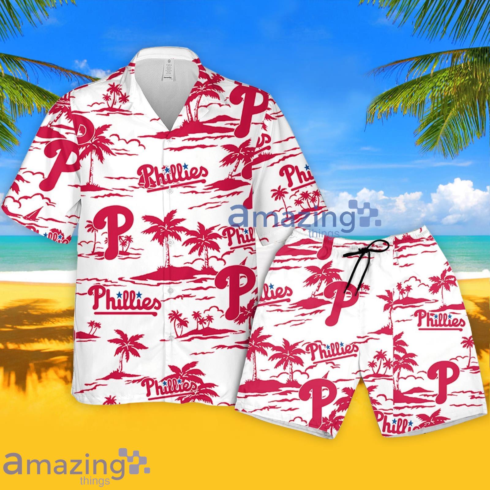 Philadelphia Phillies Vintage Sea Island Pattern Hawaiian Shirt And Shorts  Gift For Summer