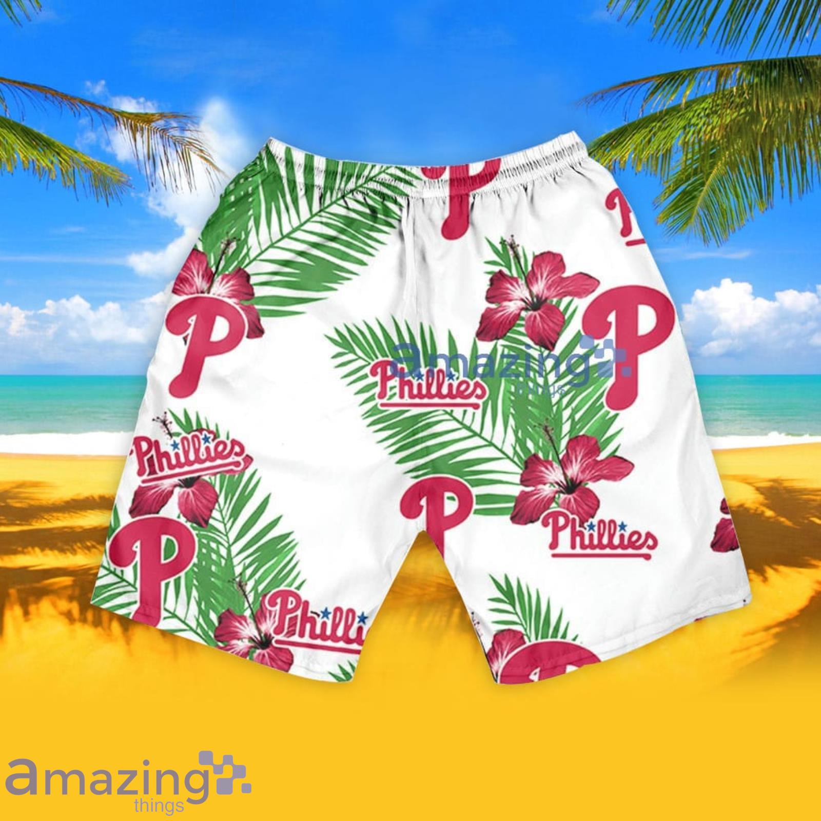 Philadelphia Phillies Hibiscus Flower Pattern Hawaiian Shirt And Shorts Summer Gift For Phillies Fans image Philadelphia Phillies Hibiscus Flower Pattern Hawaiian Shirt And Shorts Summer Gift For Phillies Fans Product Photo 6