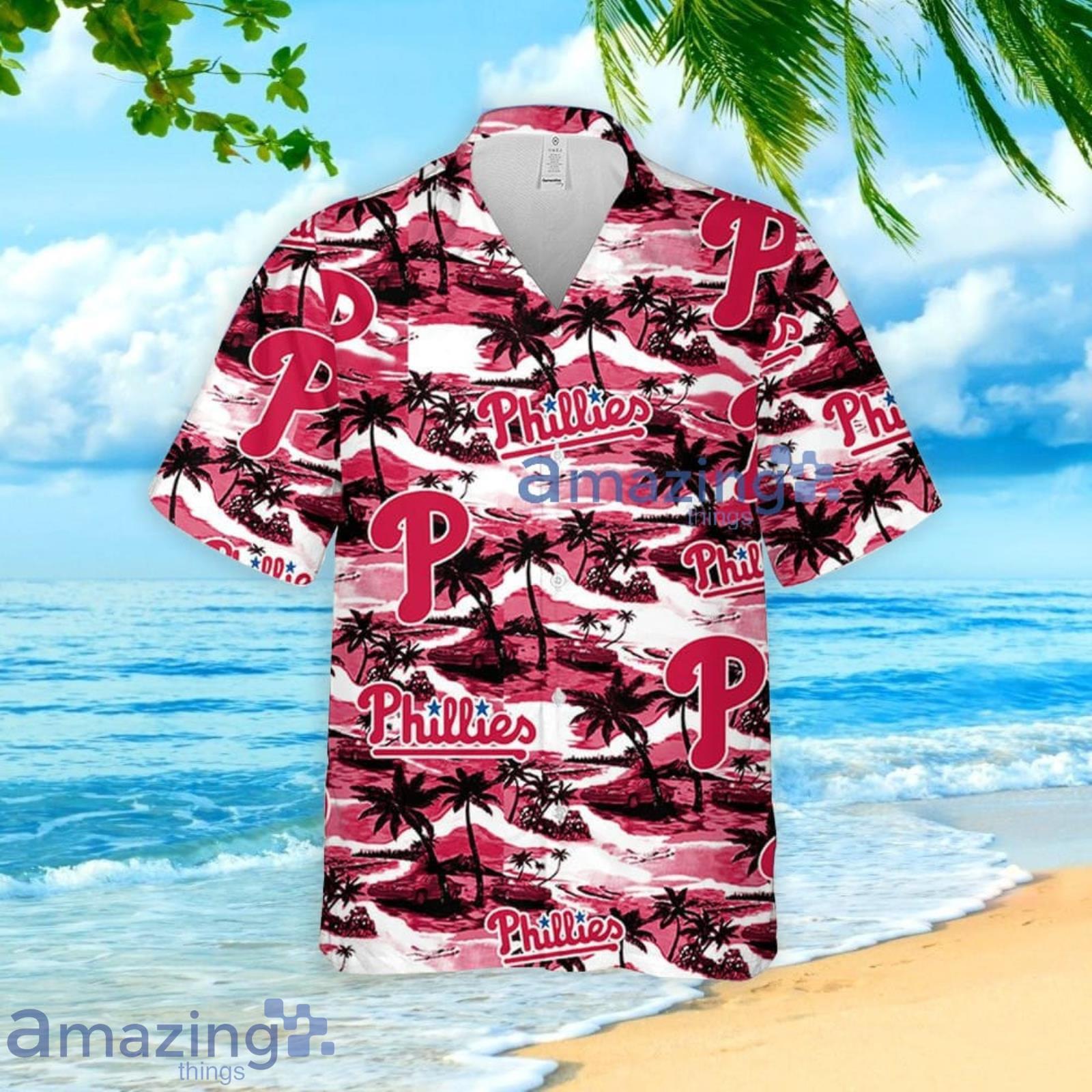Philadelphia Phillies Sea Island Pattern Hawaiian Shirt And Shorts Summer Gift For Phillies Fans image Philadelphia Phillies Sea Island Pattern Hawaiian Shirt And Shorts Summer Gift For Phillies Fans Product Photo 2