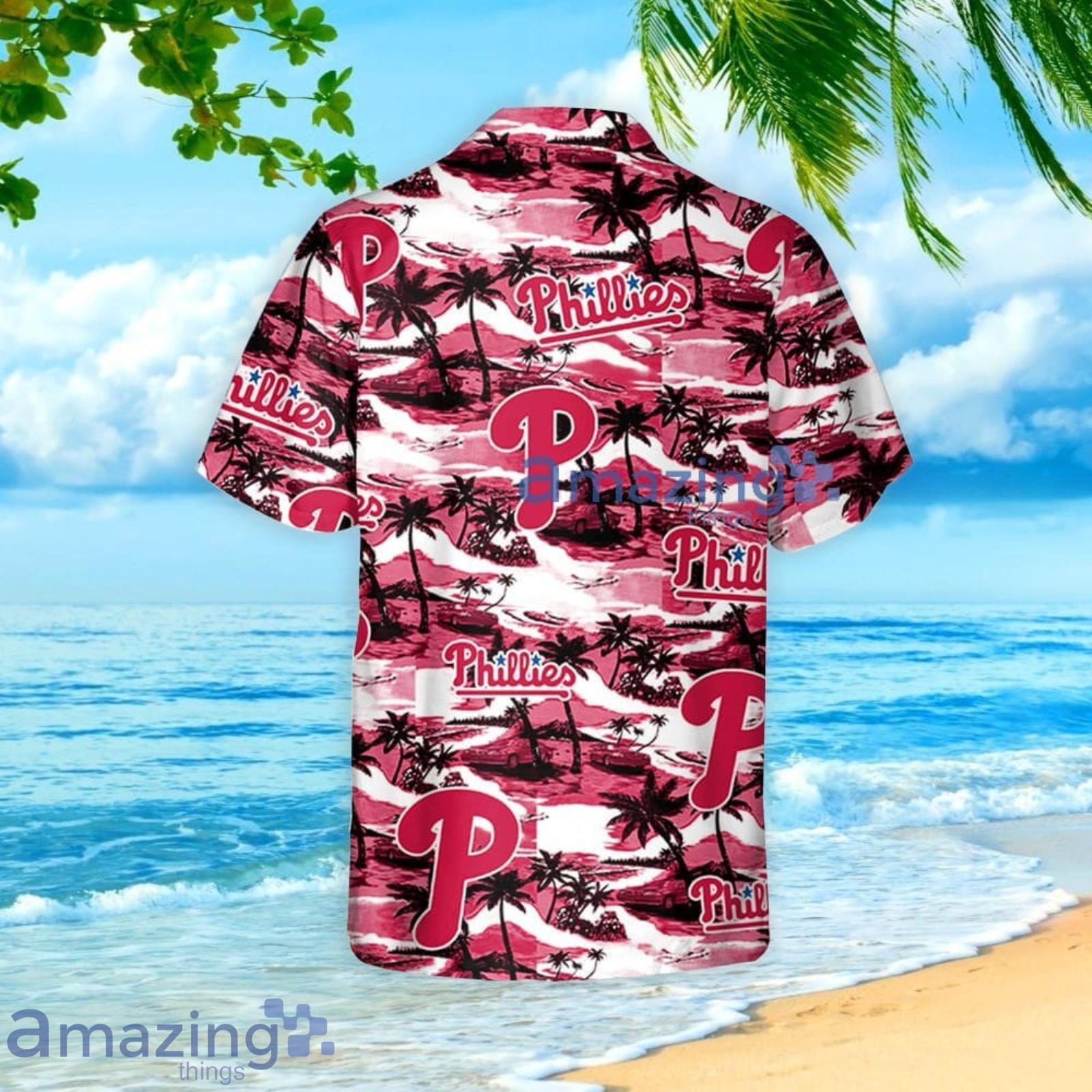 Philadelphia Phillies Sea Island Pattern Hawaiian Shirt And Shorts Summer Gift For Phillies Fans image Philadelphia Phillies Sea Island Pattern Hawaiian Shirt And Shorts Summer Gift For Phillies Fans Product Photo 3