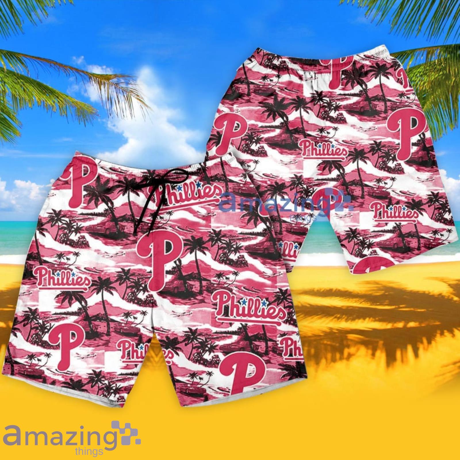 Philadelphia Phillies Sea Island Pattern Hawaiian Shirt And Shorts Summer Gift For Phillies Fans image Philadelphia Phillies Sea Island Pattern Hawaiian Shirt And Shorts Summer Gift For Phillies Fans Product Photo 4