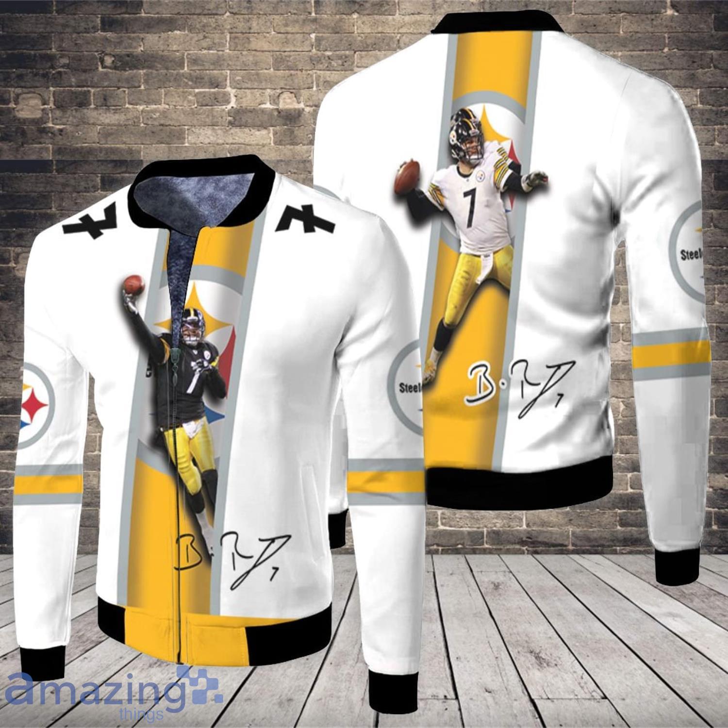 Pittsburgh Steelers Ben Roethlisberger Signed All Over printed 3D Fleece Bomber Jacket Product Photo 1 Pittsburgh Steelers Ben Roethlisberger Signed All Over printed 3D Fleece Bomber Jacket Product Photo 1