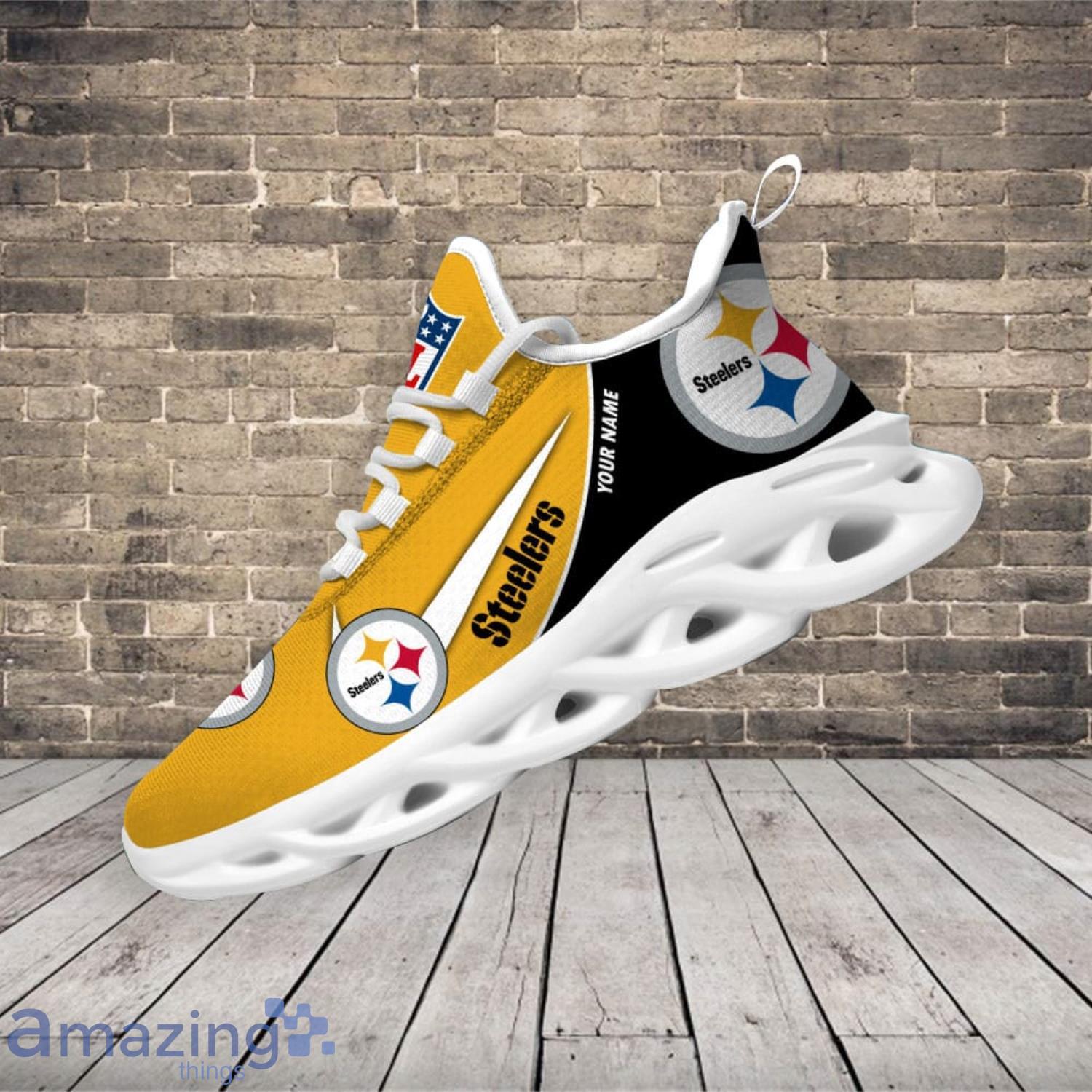 Pittsburgh Steelers Custom Name 2023 NFL Max Soul Shoes For Men And Women