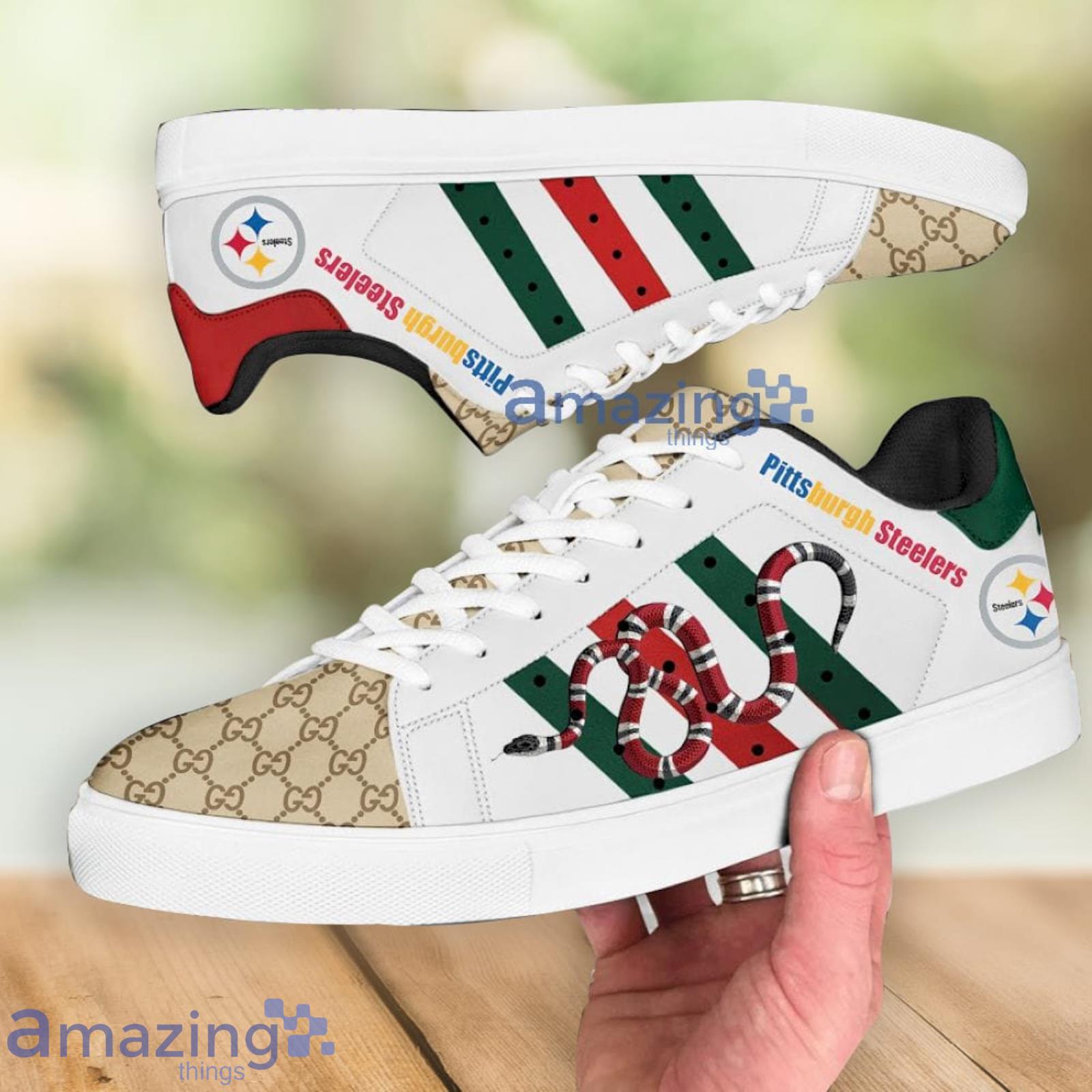 Pittsburgh Steelers Gucci Snake Luxury Low Top Skate Sneakers Shoes