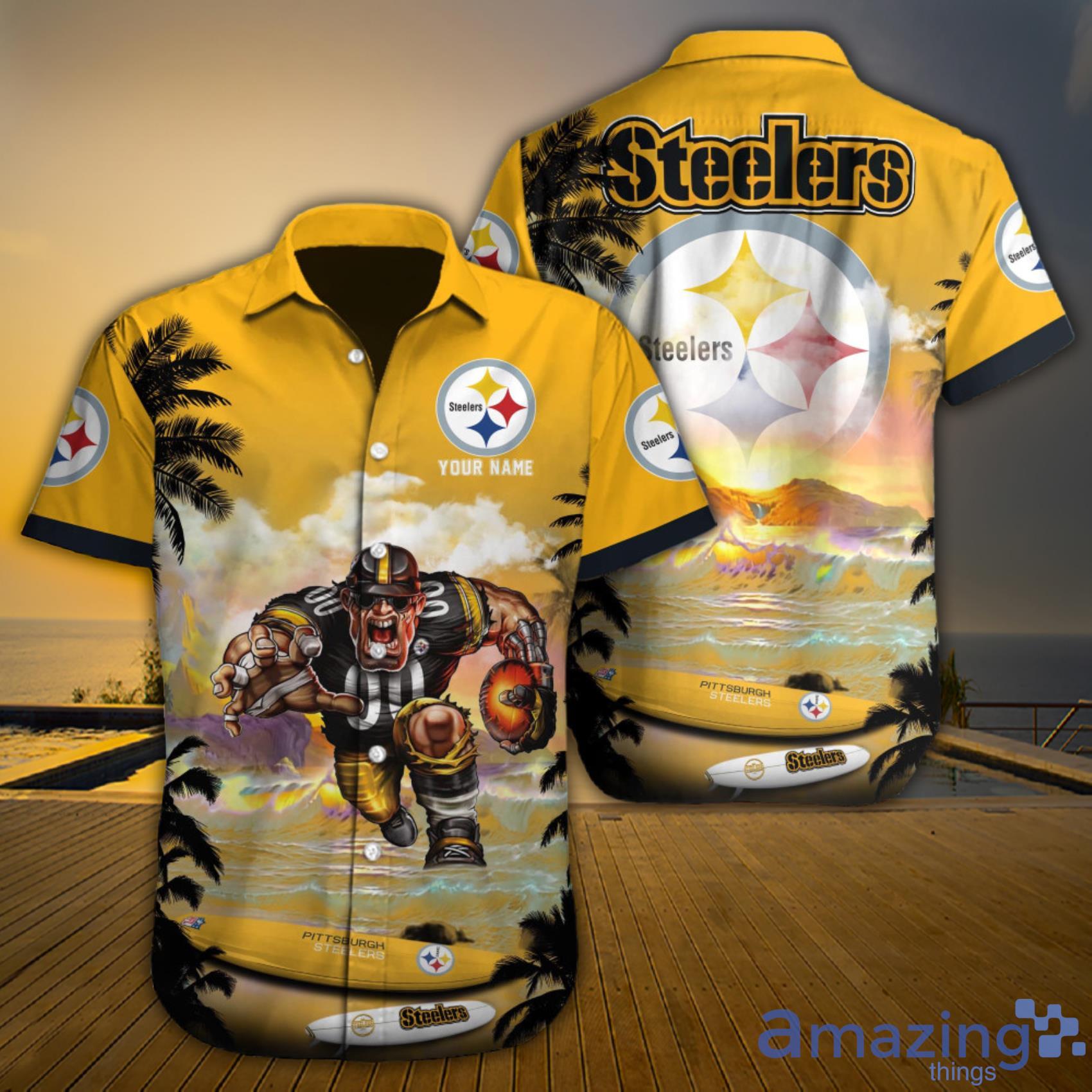 Pittsburgh Steelers Custom Name NFL Hawaiian Shirt And Shorts Gift