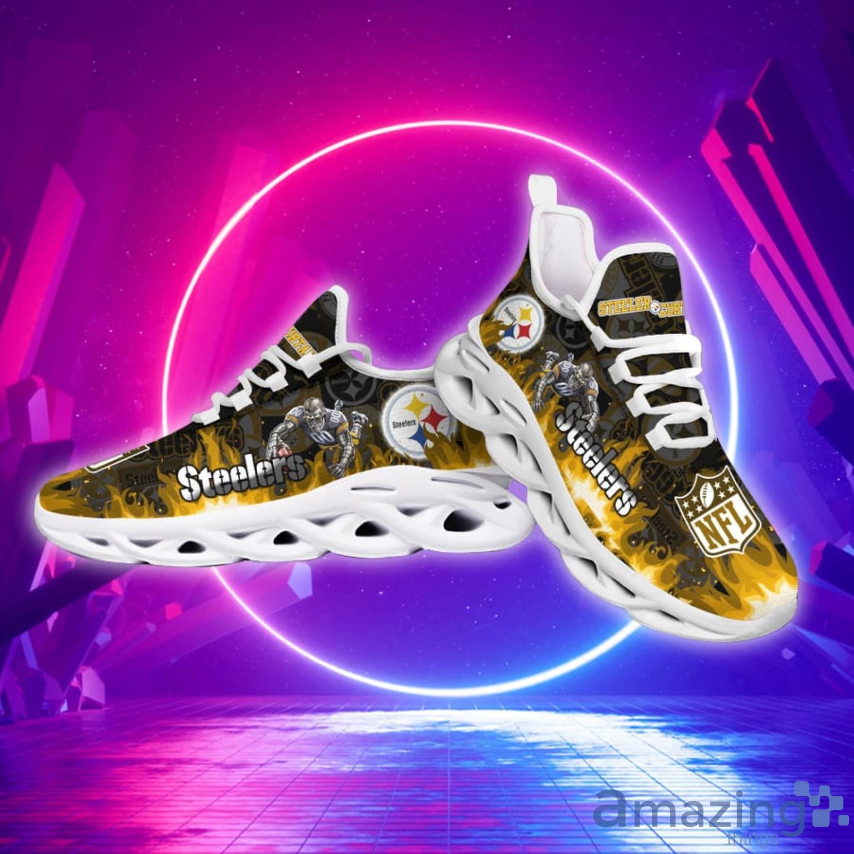 Pittsburgh Steelers NFL Fire Flame Pattern Max Soul Shoes Gift For Fans image Pittsburgh Steelers NFL Fire Flame Pattern Max Soul Shoes Gift For Fans Product Photo 4