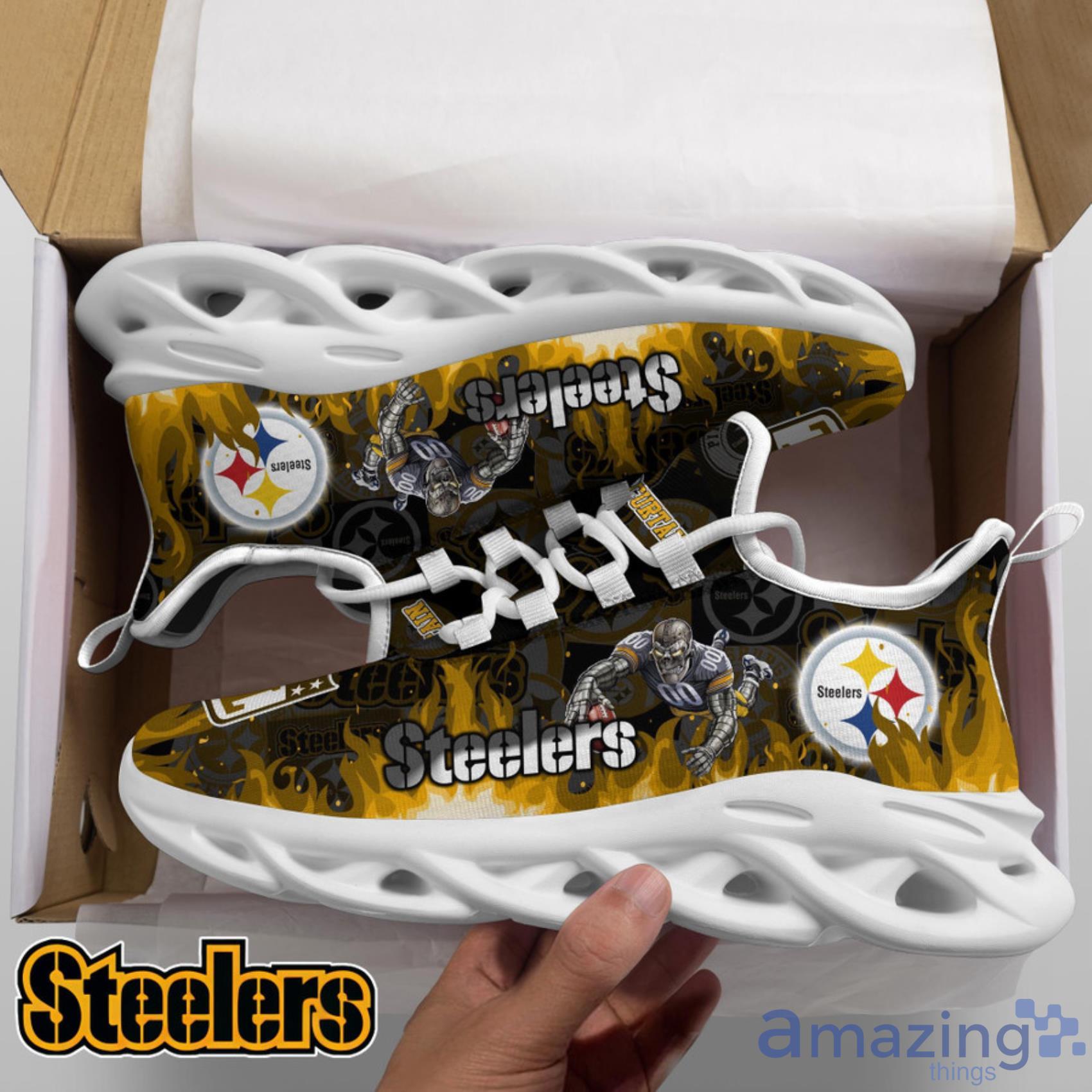 Pittsburgh Steelers NFL Fire Flame Pattern Max Soul Shoes Gift For Fans image Pittsburgh Steelers NFL Fire Flame Pattern Max Soul Shoes Gift For Fans Product Photo 5
