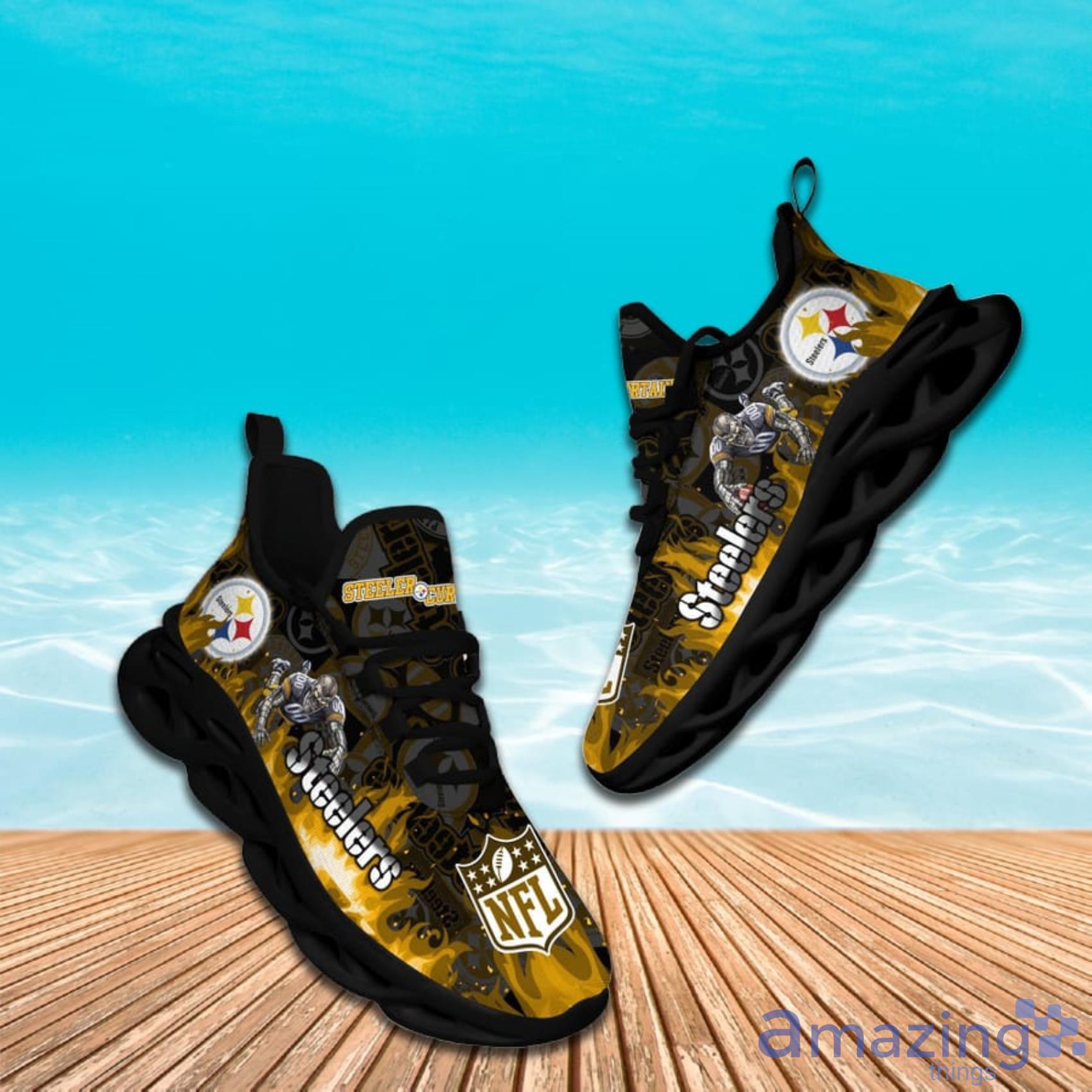 Pittsburgh Steelers NFL Fire Flame Pattern Max Soul Shoes Gift For