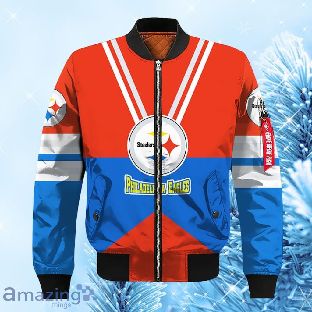 Pittsburgh Steelers NFL Red Blue Bomber Jacket 3D - Pittsburgh Steelers NFL Red Blue Bomber Jacket 3D