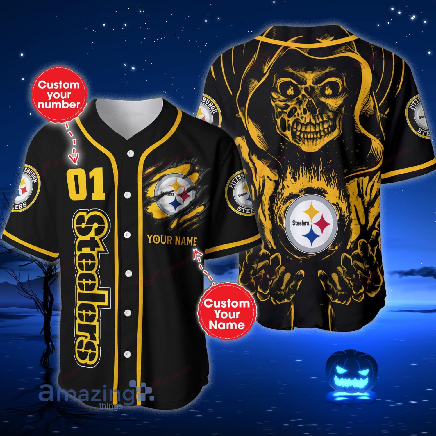 Pittsburgh Steelers Custom Name And Number Baseball Jersey NFL