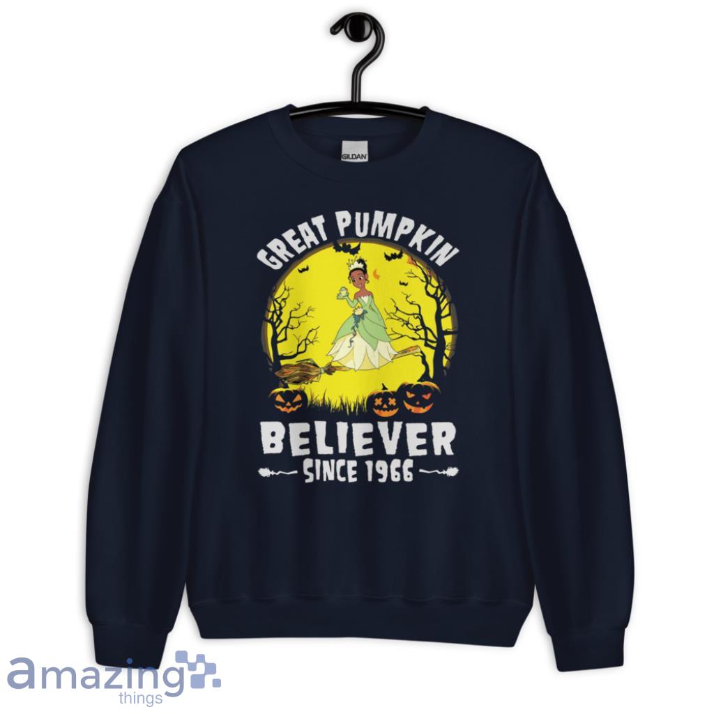 Princess And The Frog Great Pumpkin Believer Since 1966 Halloween Shirt image Princess And The Frog Great Pumpkin Believer Since 1966 Halloween Shirt - Unisex Crewneck Sweatshirt-1