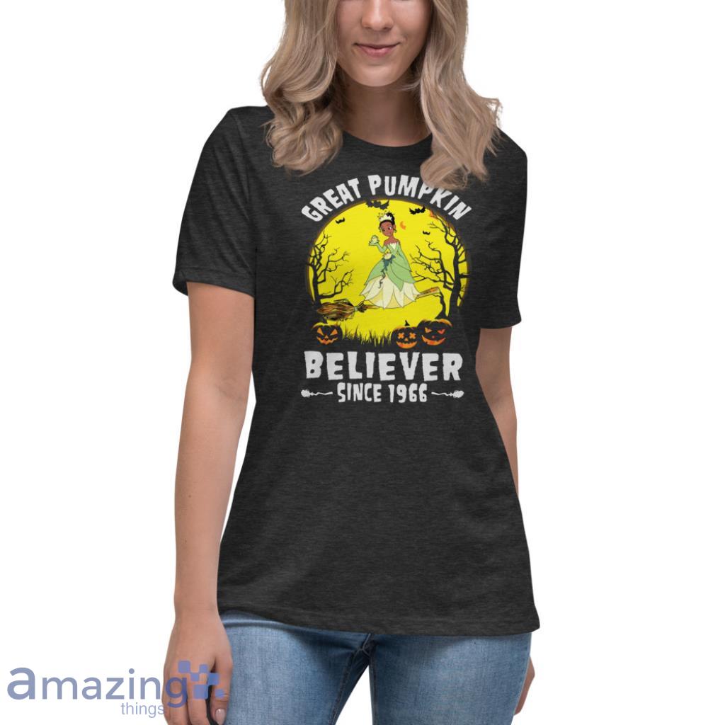 Princess And The Frog Great Pumpkin Believer Since 1966 Halloween Shirt image Princess And The Frog Great Pumpkin Believer Since 1966 Halloween Shirt - Womens Relaxed Short Sleeve Jersey Tee-1