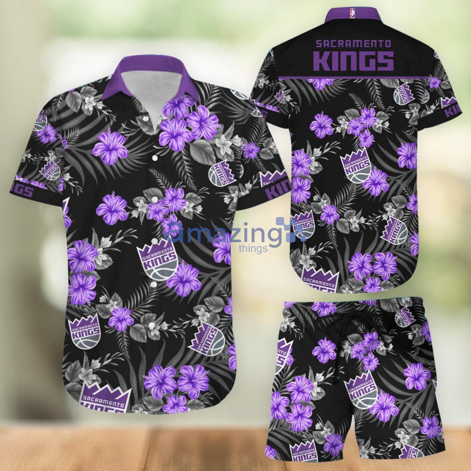 Purple Flower Sacramento Kings Aloha Combo Hawaiian Shirt And Shorts Gift For Summer Vacation Product Photo 1