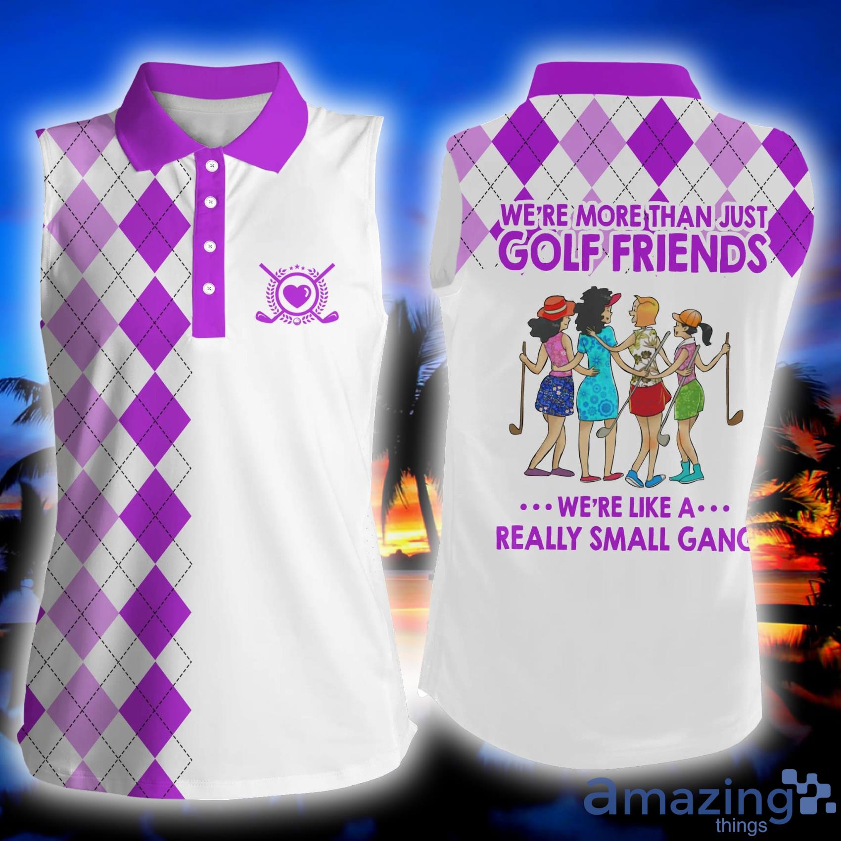 Purple Multi-Color Argyle Plaid We're More Than Golf Friends We're Small Gang Womens Sleeveless Polo Shirt Product Photo 1