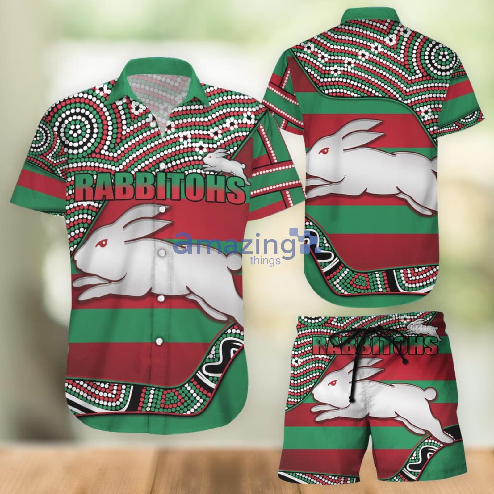 Rabbitohs Combo Hawaiian Shirt And Shorts Summer Set Holiday Gift Product Photo 1