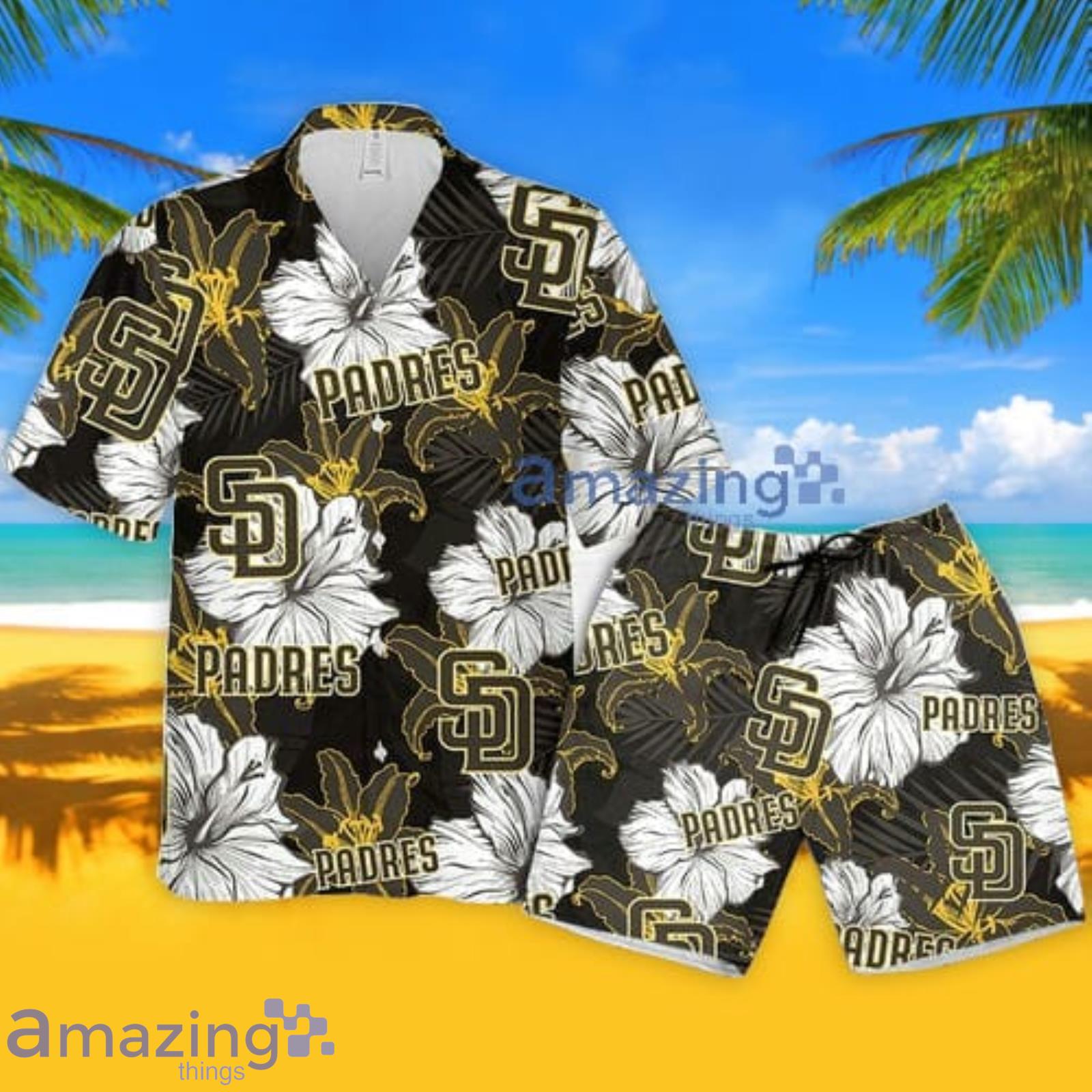 San Diego Padres Sea Island Pattern Hawaiian Shirt And Shorts