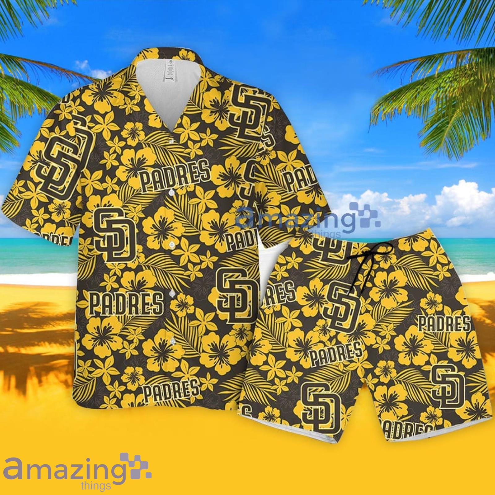 San Diego Padres Sea Island Pattern Hawaiian Shirt And Shorts